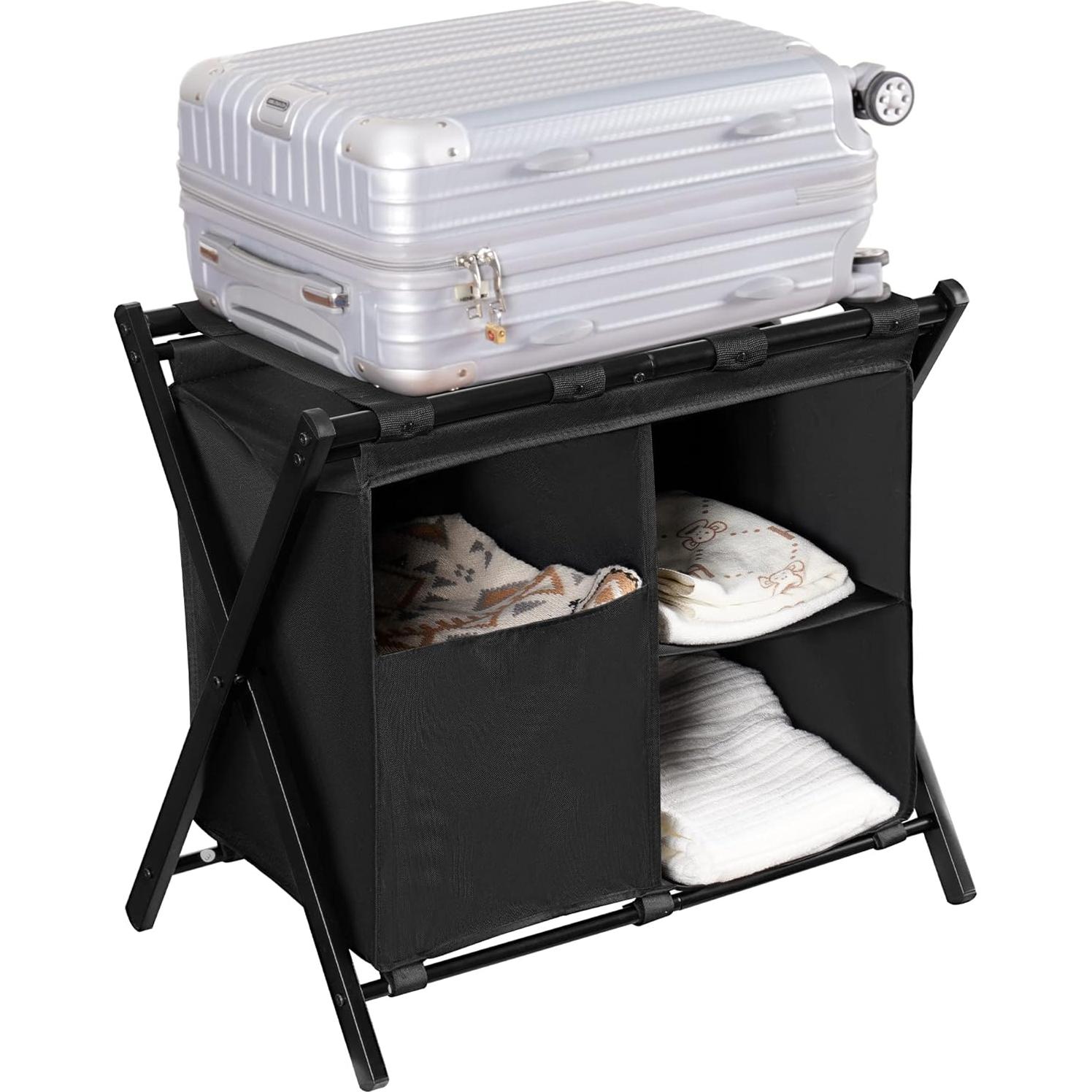 Soporte de Equipaje Plegable Heybly con Bolsa de Lavandería - 2 Unidades