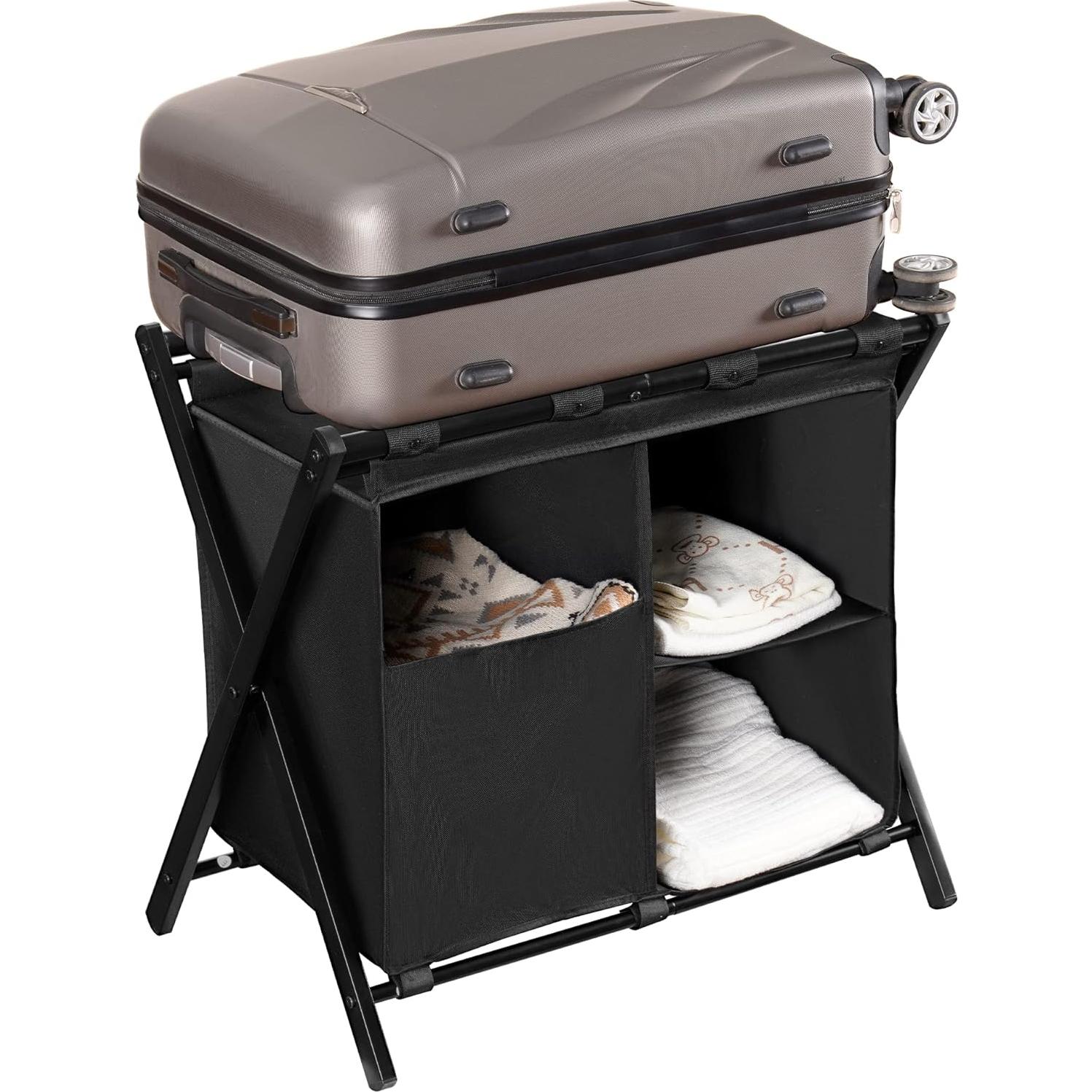 Soporte de Equipaje Plegable Heybly con Bolsa de Lavandería - 2 Unidades