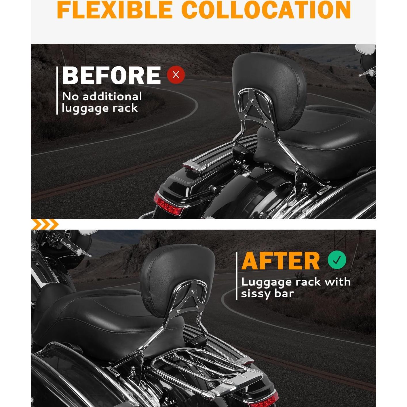 Soporte de Equipaje Desmontable PBYMT Cromo para Harley 2009-2024