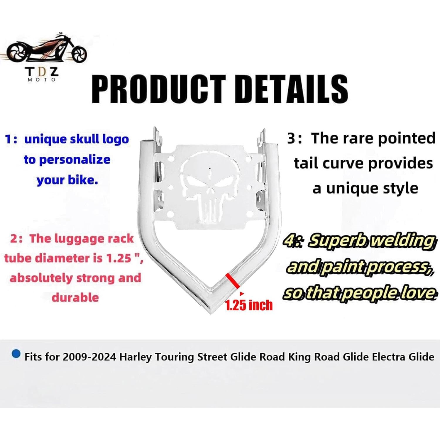 Soporte de Equipaje Desmontable TDZ para Harley 2009-2025
