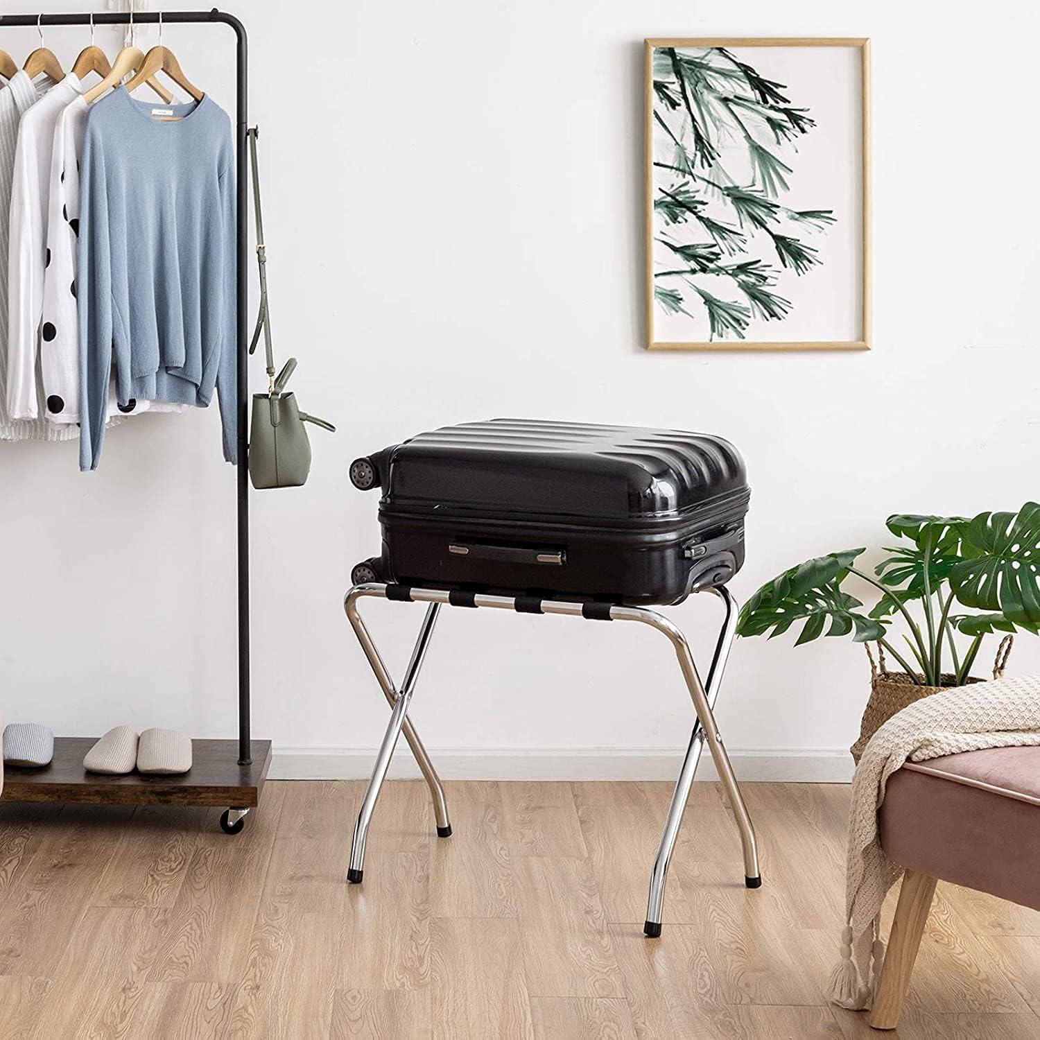 Soporte de Equipaje Plegable MIDDOW de Metal Cromado 67 cm