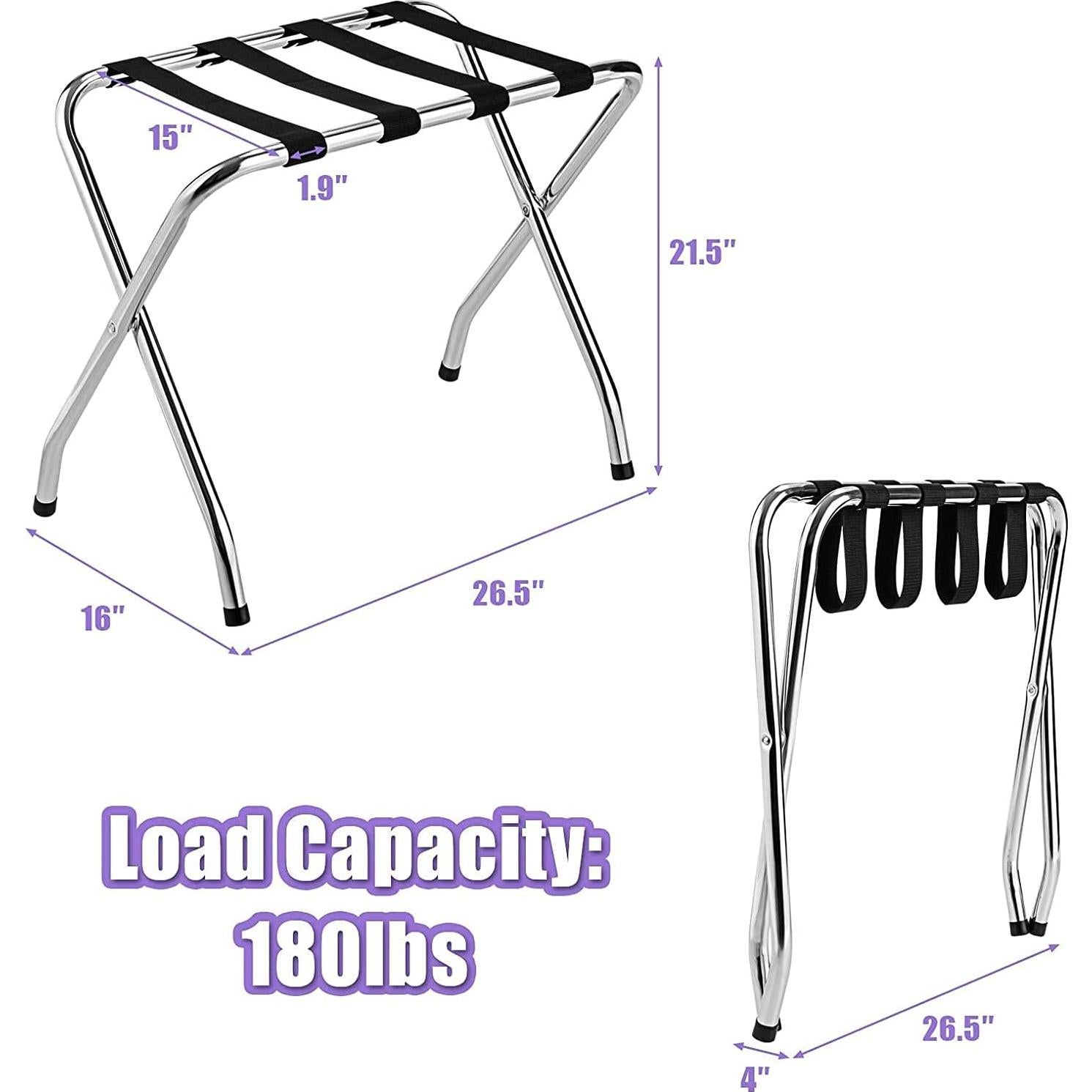 Soporte de Equipaje Plegable MIDDOW de Metal Cromado 67 cm