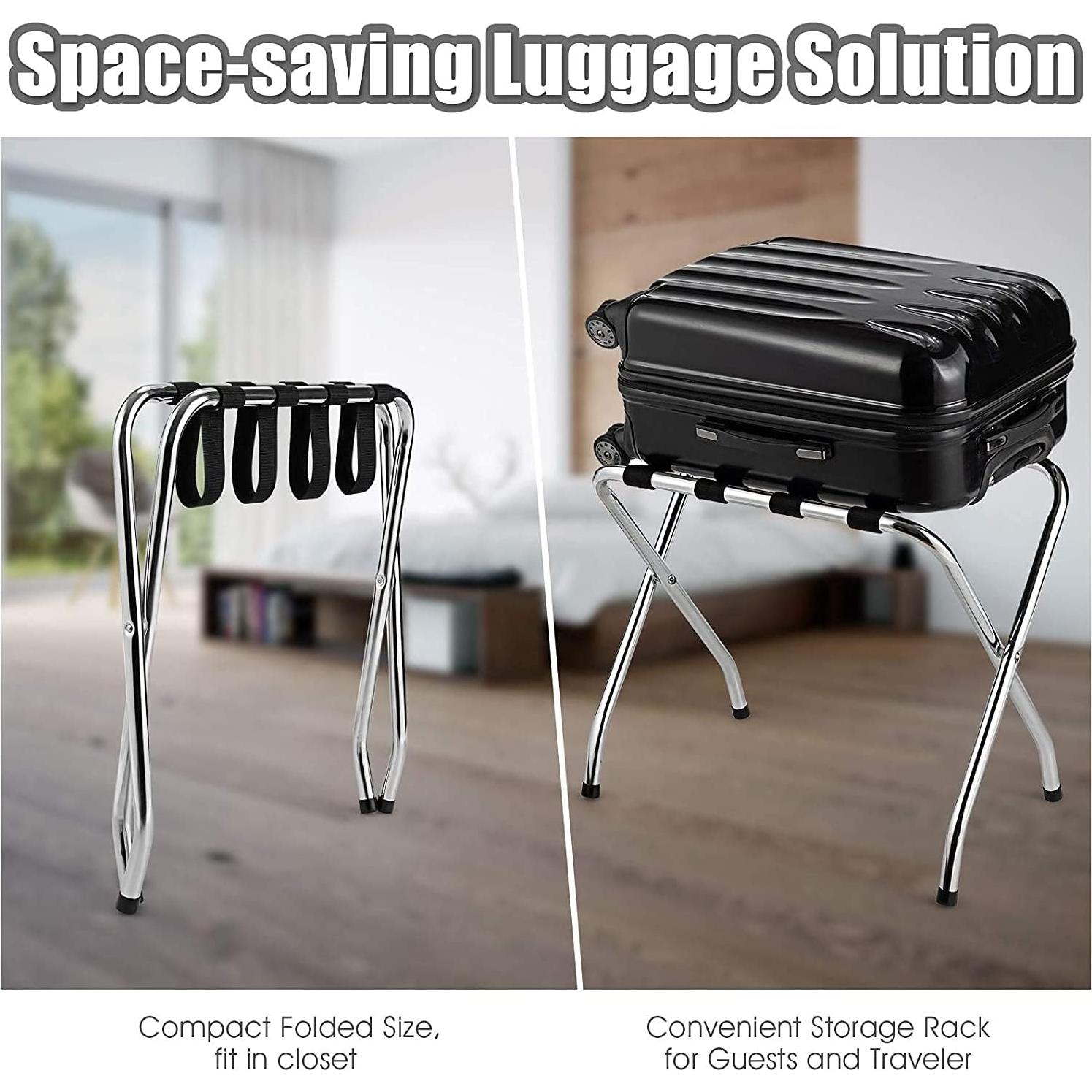 Soporte de Equipaje Plegable MIDDOW de Metal Cromado 67 cm