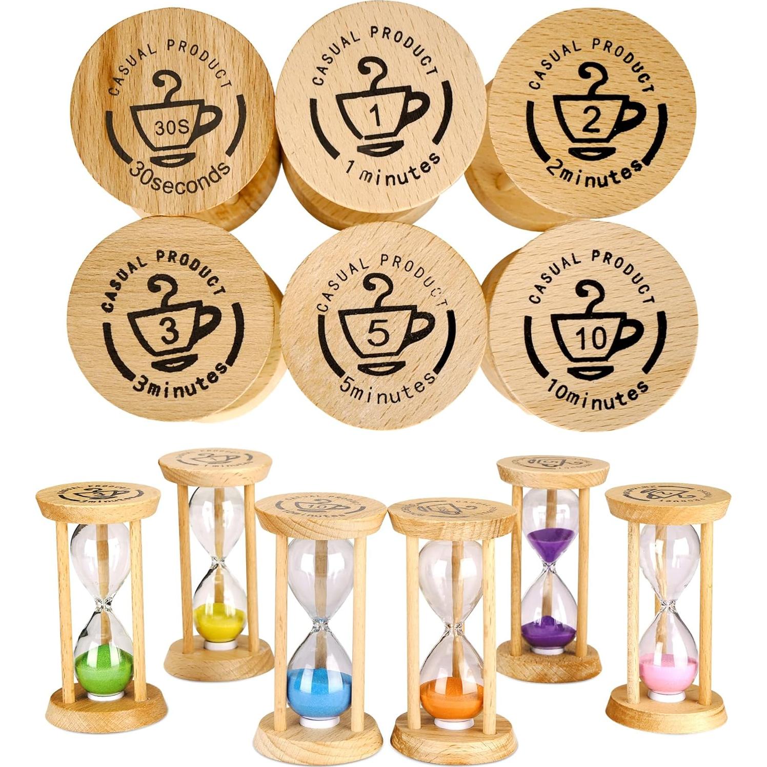 Juego de 6 Temporizadores de Arena PROLOSO Multicolor 30s a 10min