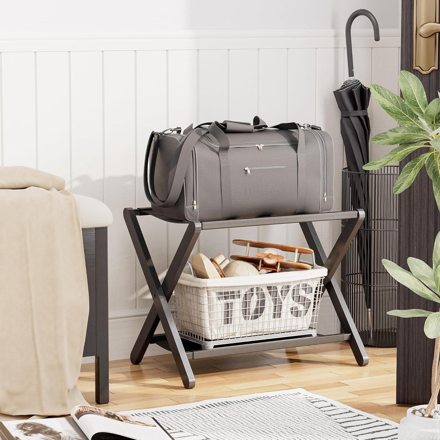 Soporte de Equipaje Plegable VOVALA de Bambú 61 kg