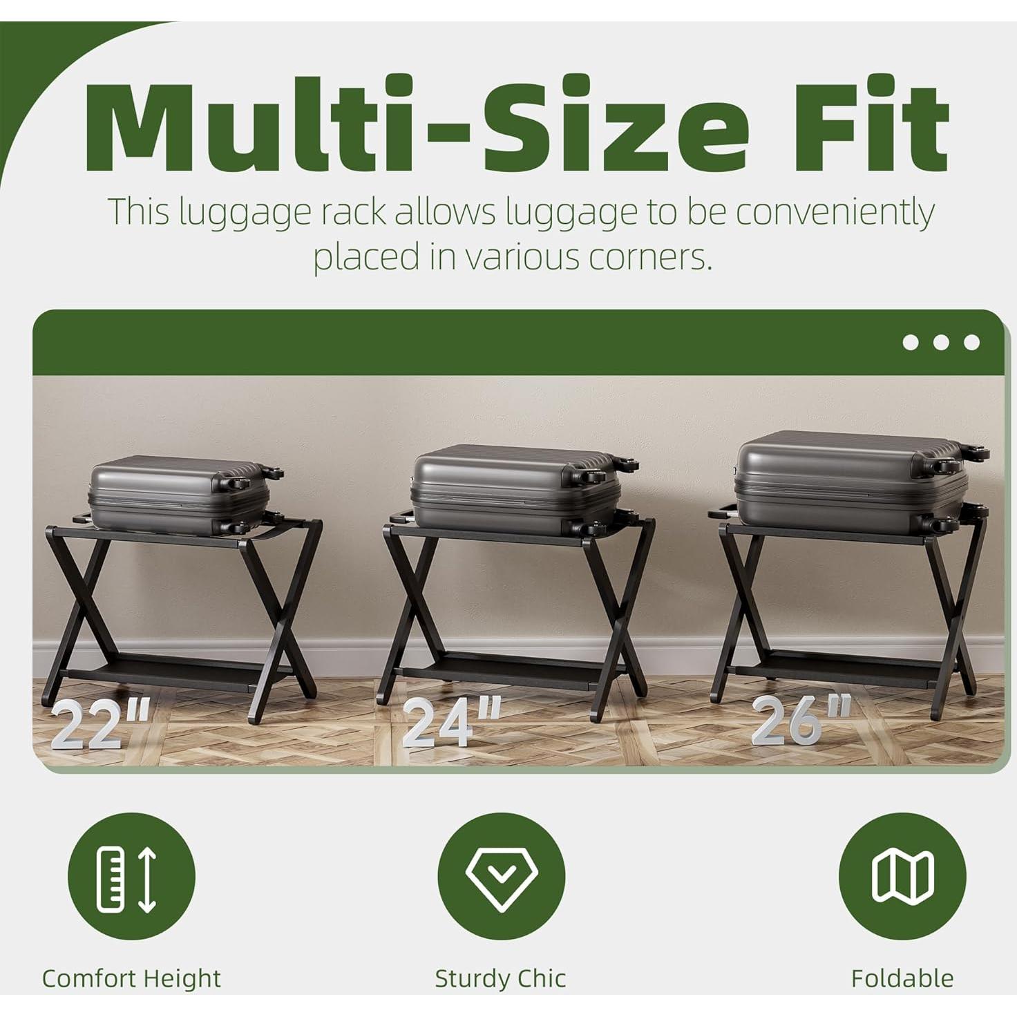 Soporte de Equipaje Plegable VOVALA de Bambú 61 kg