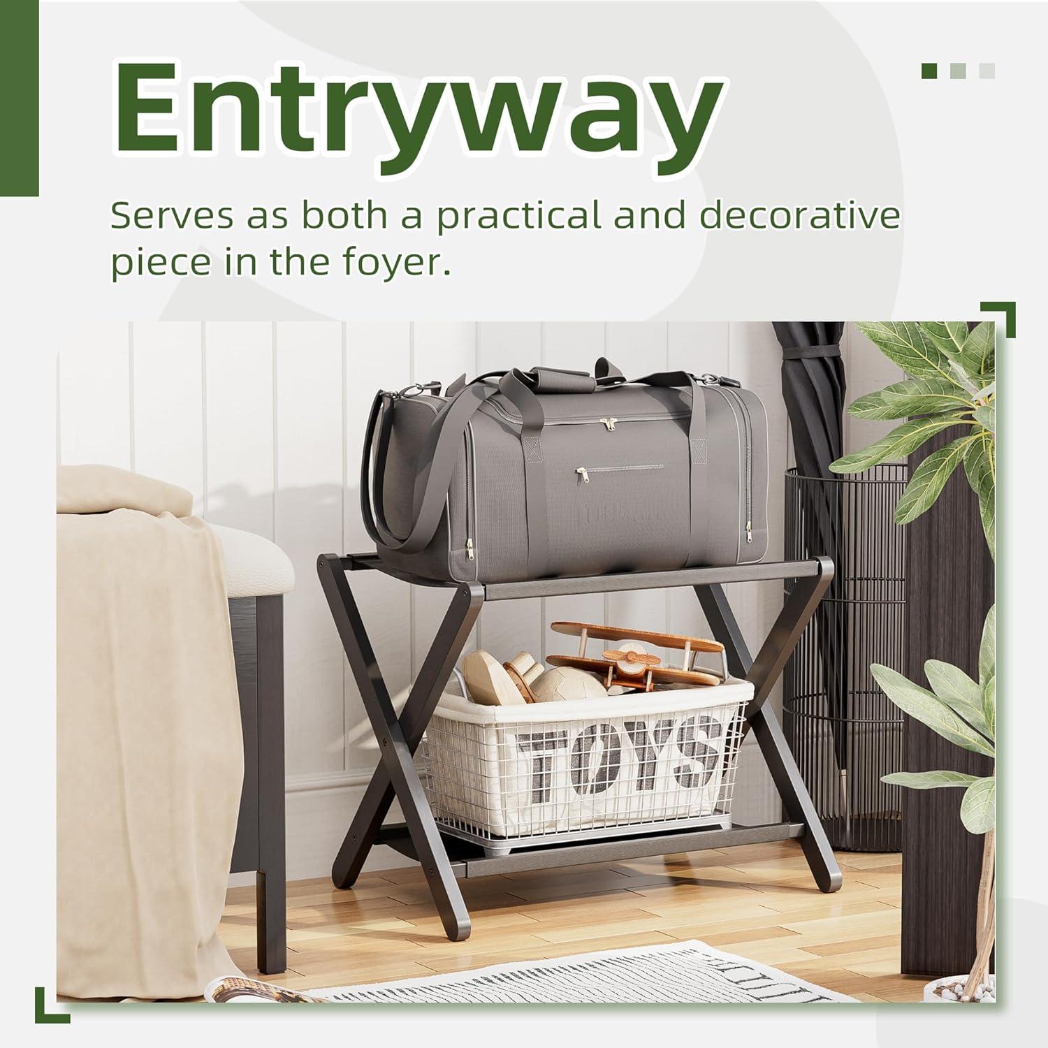 Soporte de Equipaje Plegable VOVALA de Bambú 61 kg