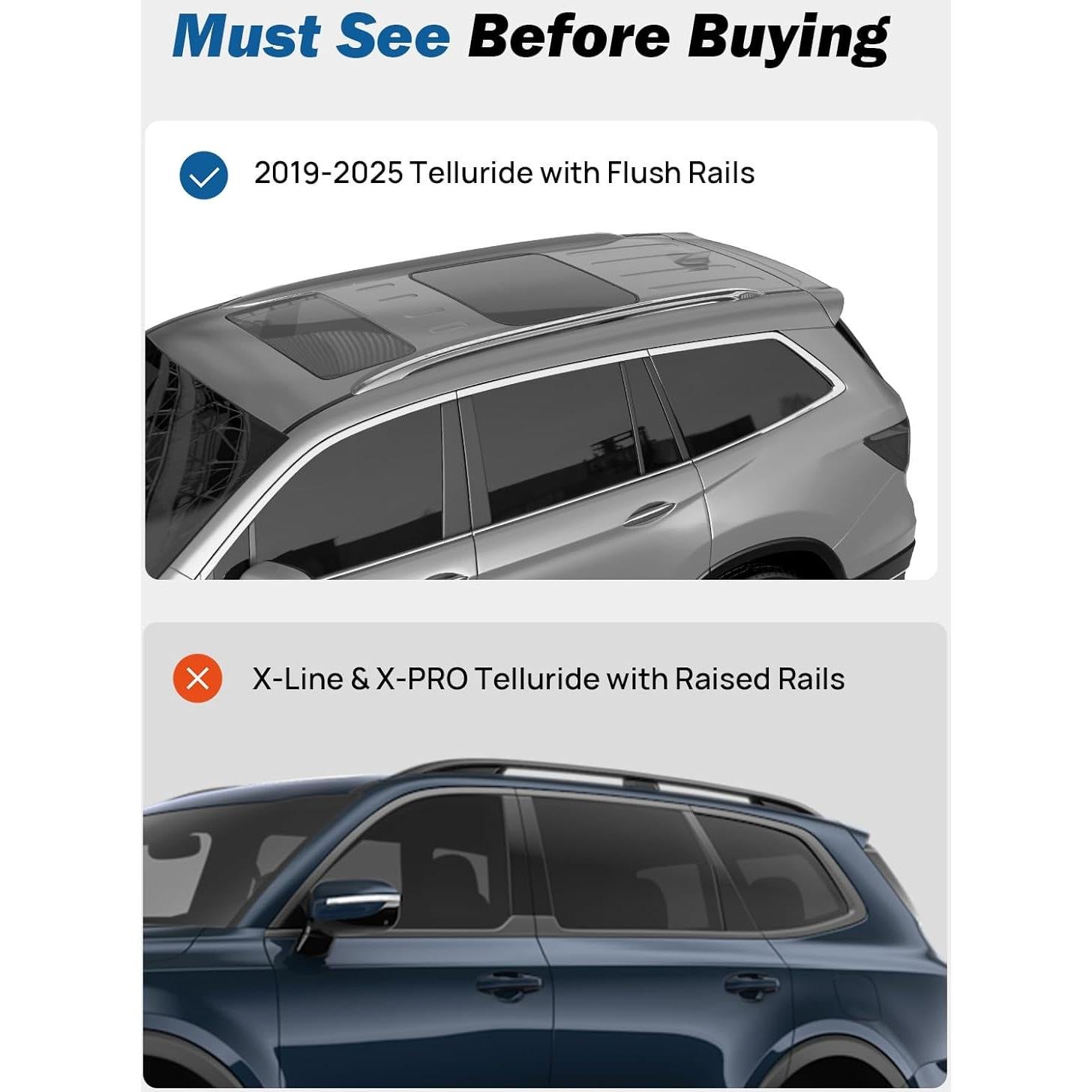 Barras Transversales de Techo JOYTUTUS 220 lbs para Kia Telluride 2019-2025