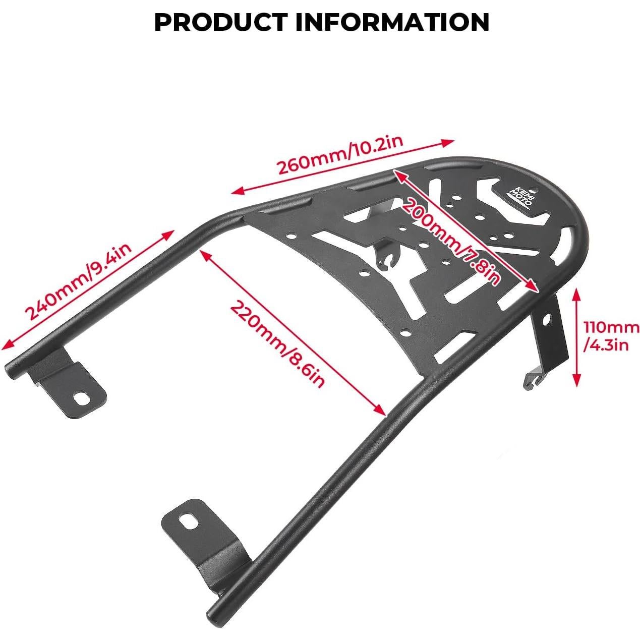 Soporte de Equipaje KEMIMOTO para TW200 1987-2025 50.5x34.5cm