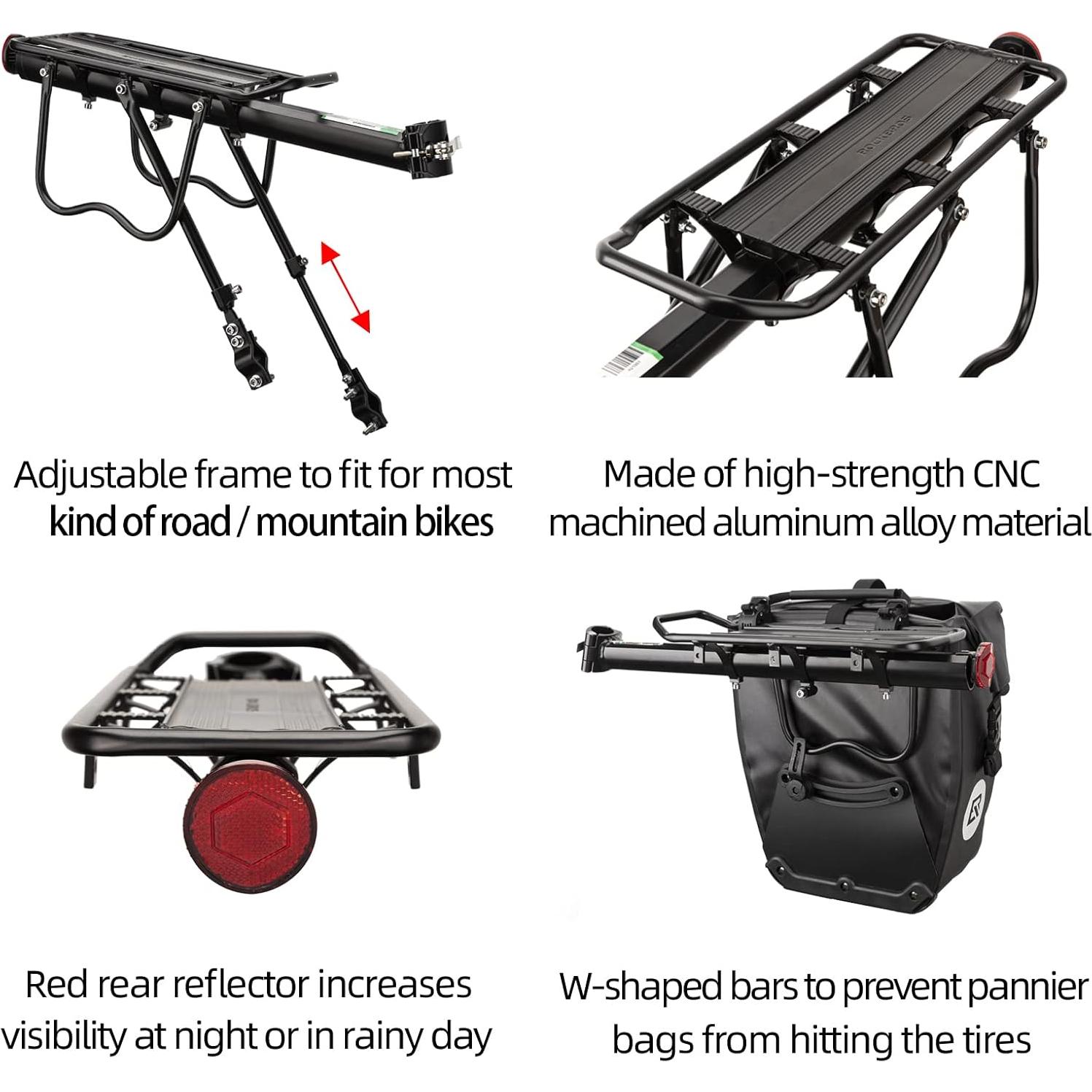 Portaequipajes Trasero ROCKBROS Ajustable 165 lbs Aluminio