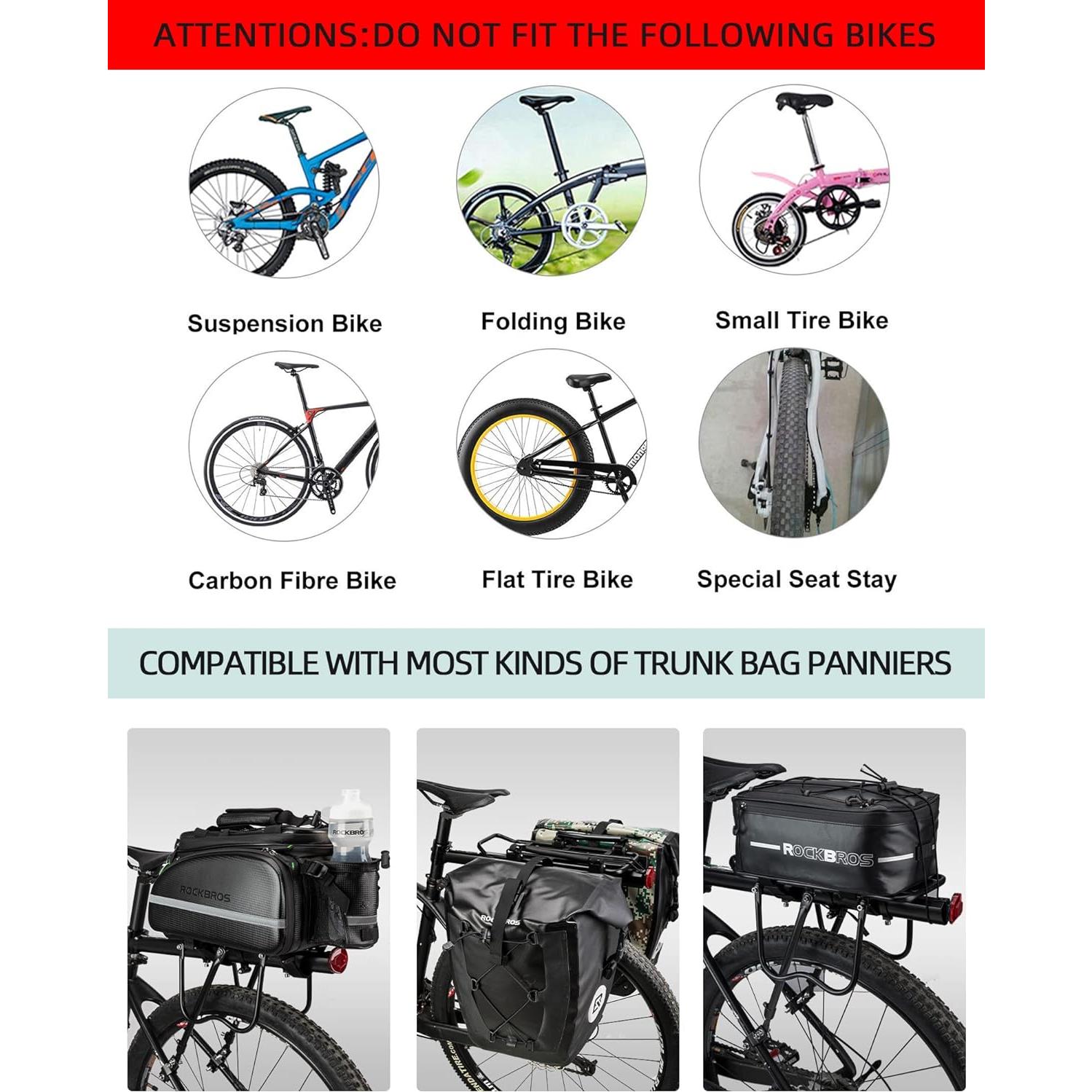 Portaequipajes Trasero ROCKBROS Ajustable 165 lbs Aluminio