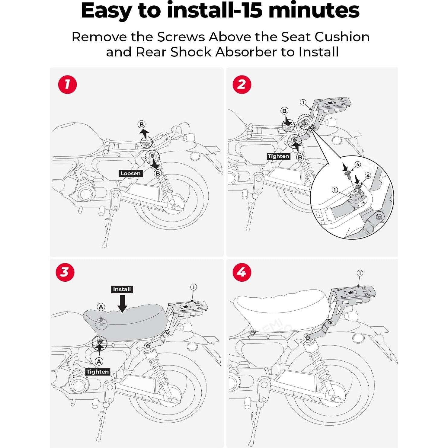 Soporte de Equipaje Trasero KEMIMOTO para Monkey 125 2018-2025