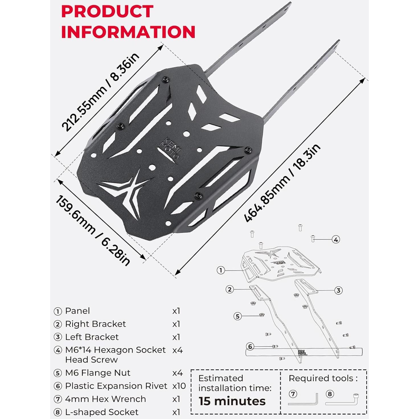 Soporte Trasero KEMIMOTO para Motocicleta Aluminio 0.75kg