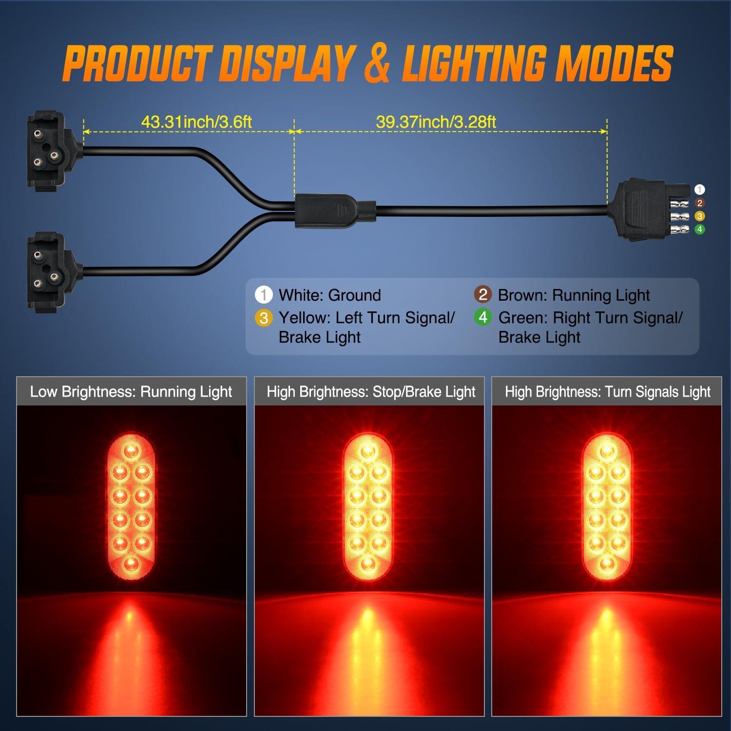 Luces Traseras Ovaladas Nilight TL-199 15,24 cm Rojo 2PCS