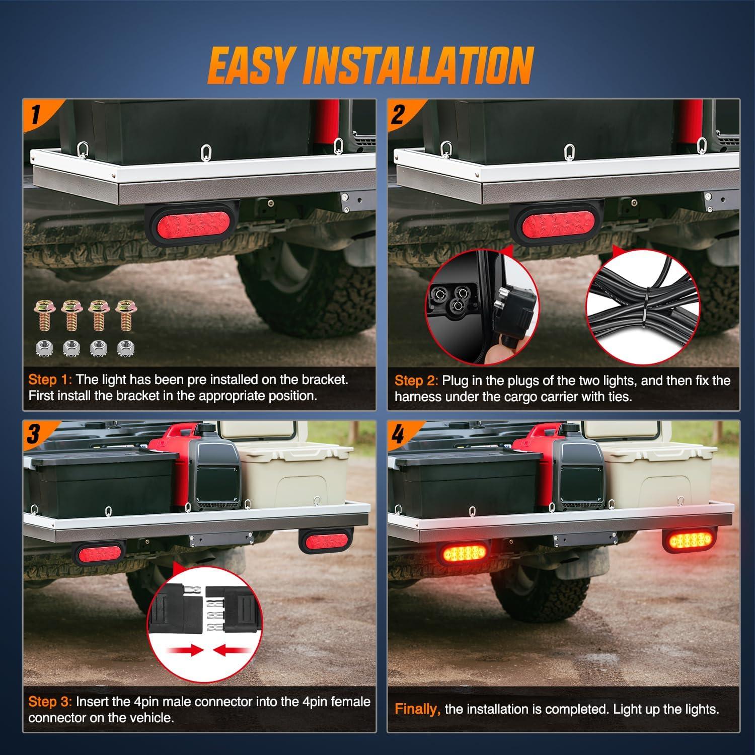 Luces Traseras Ovaladas Nilight TL-199 15,24 cm Rojo 2PCS