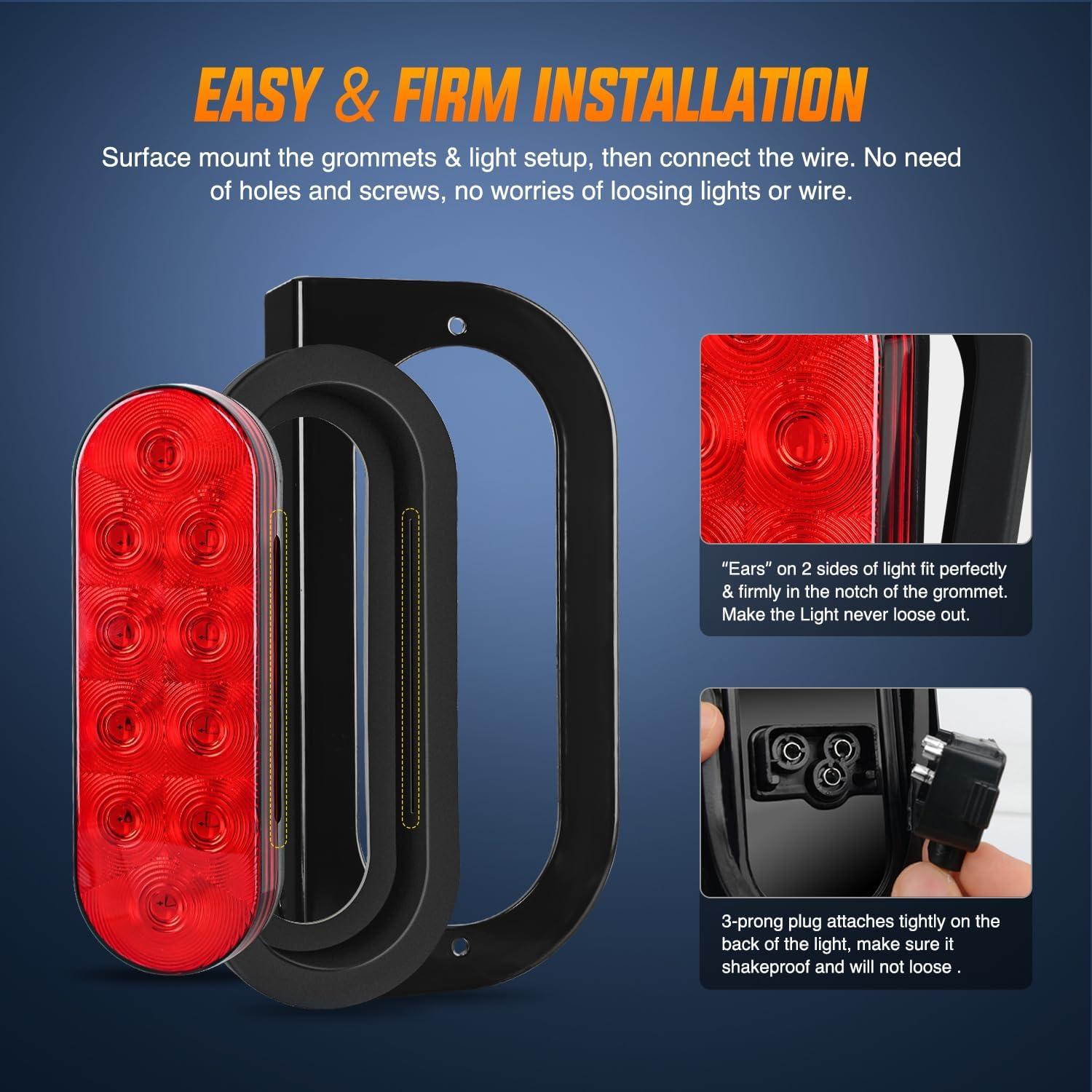 Luces Traseras Ovaladas Nilight TL-199 15,24 cm Rojo 2PCS