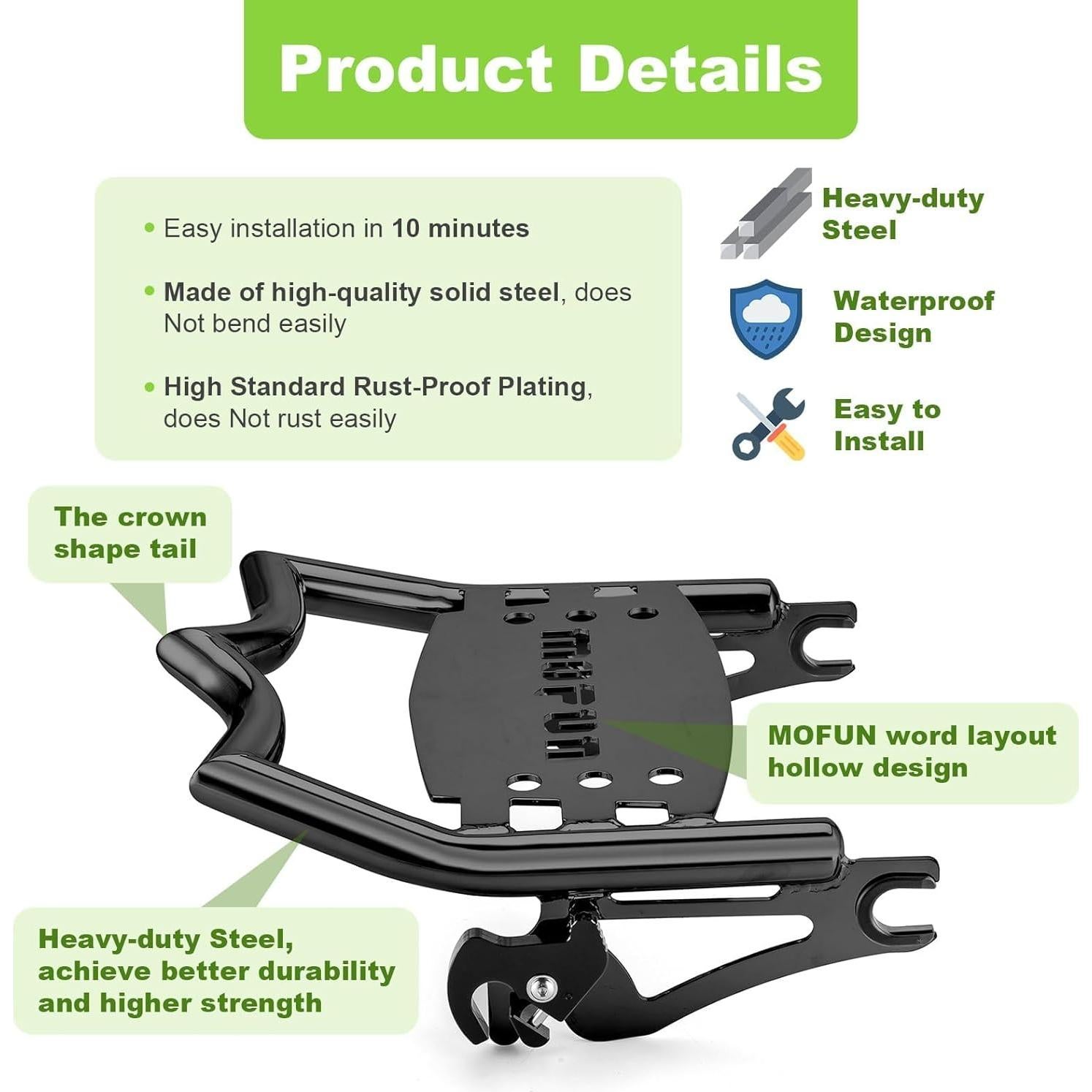 Soporte de Equipaje Mofun Manijas Traseras Harley 2009-2024