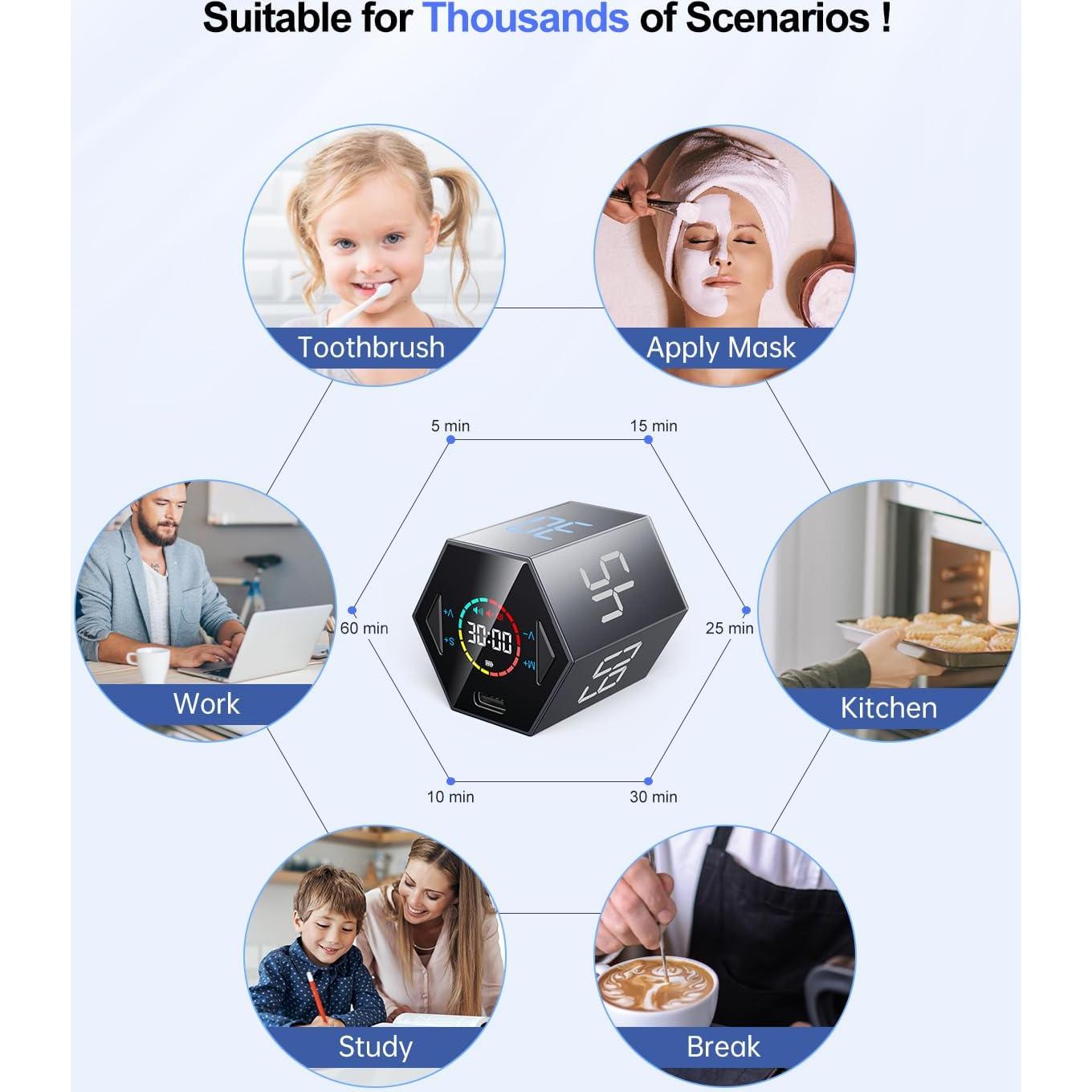 Temporizador Pomodoro Ticktime Gris 6 Modos Silencioso