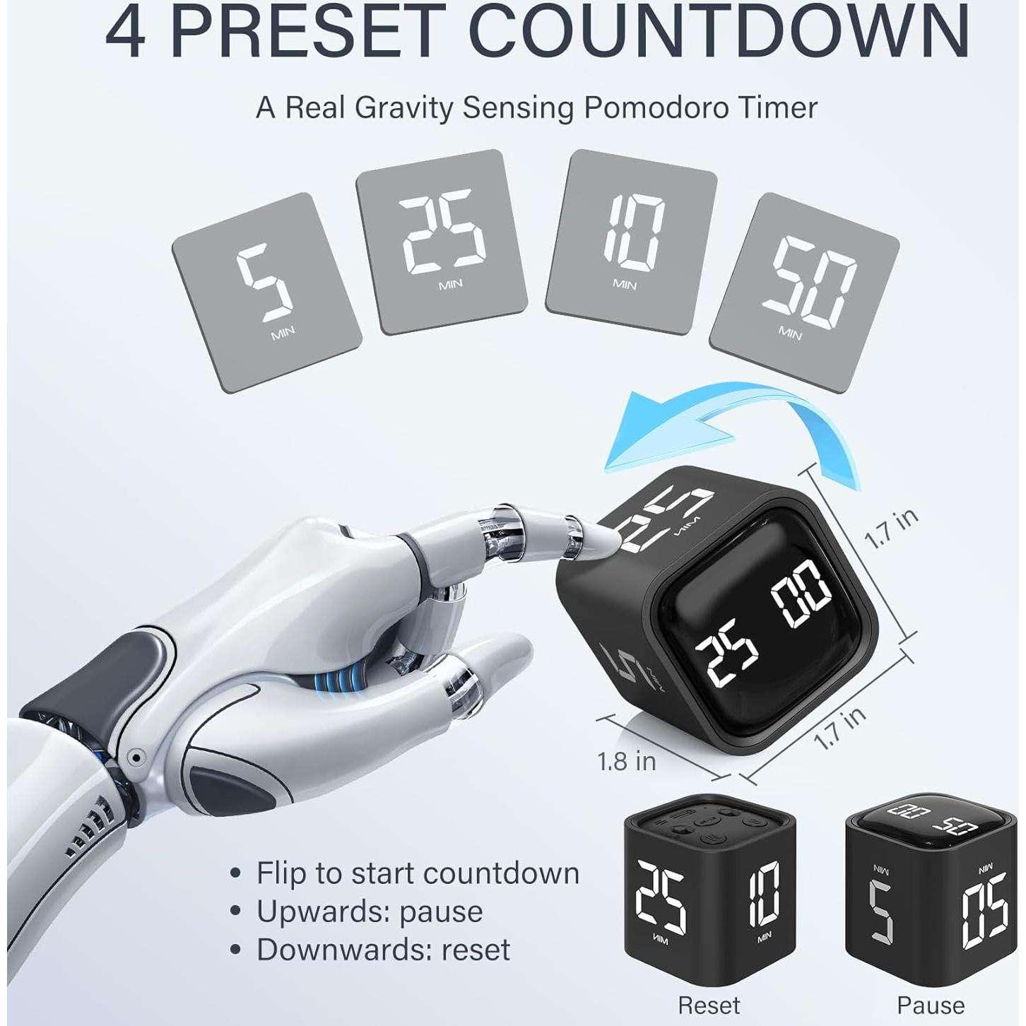 Temporizador Pomodoro OORAII 5-50 Minutos Rotativo Negro