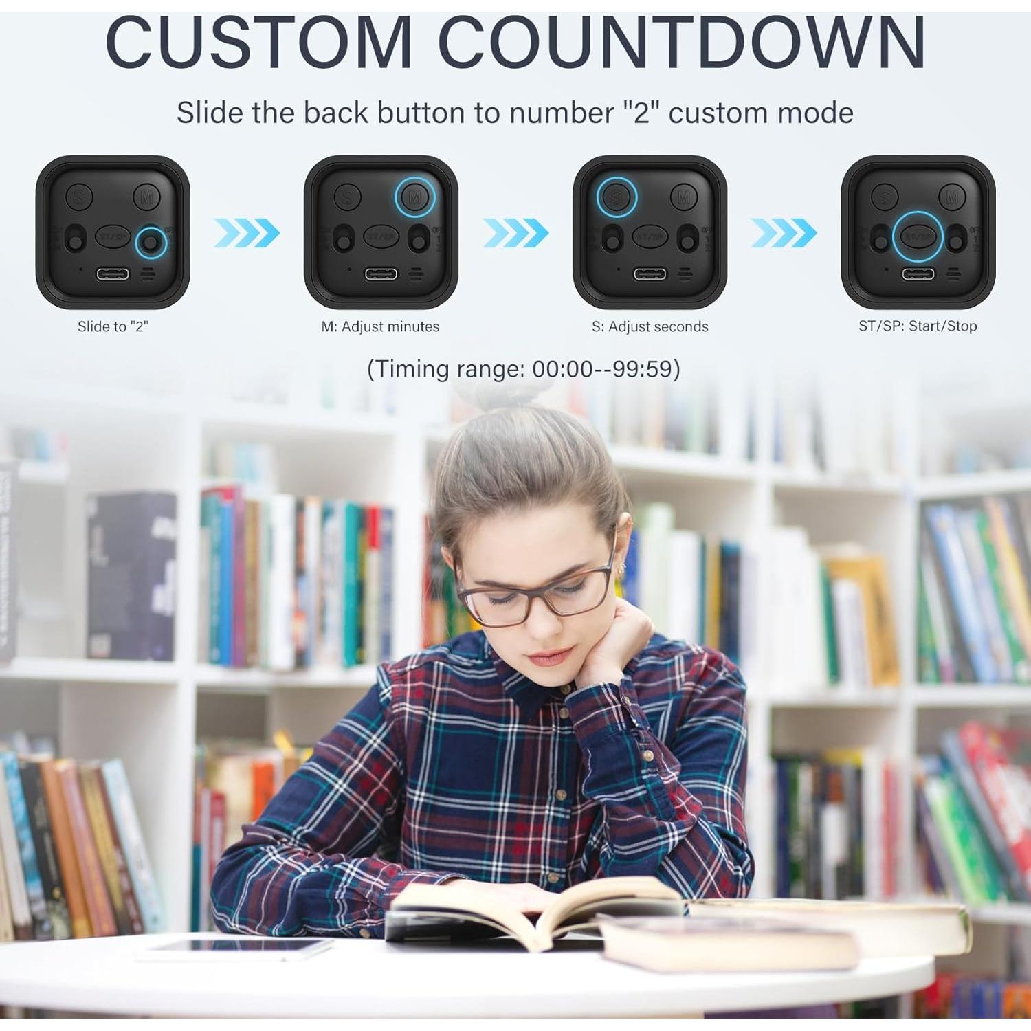 Temporizador Pomodoro OORAII 5-50 Minutos Rotativo Negro