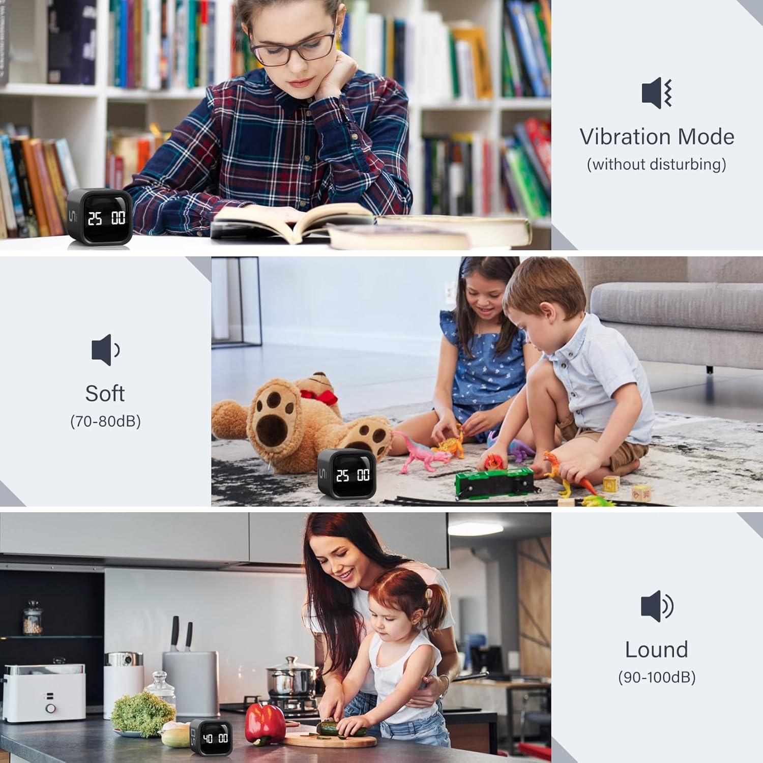 Temporizador Pomodoro OORAII 5-50 Minutos Rotativo Negro