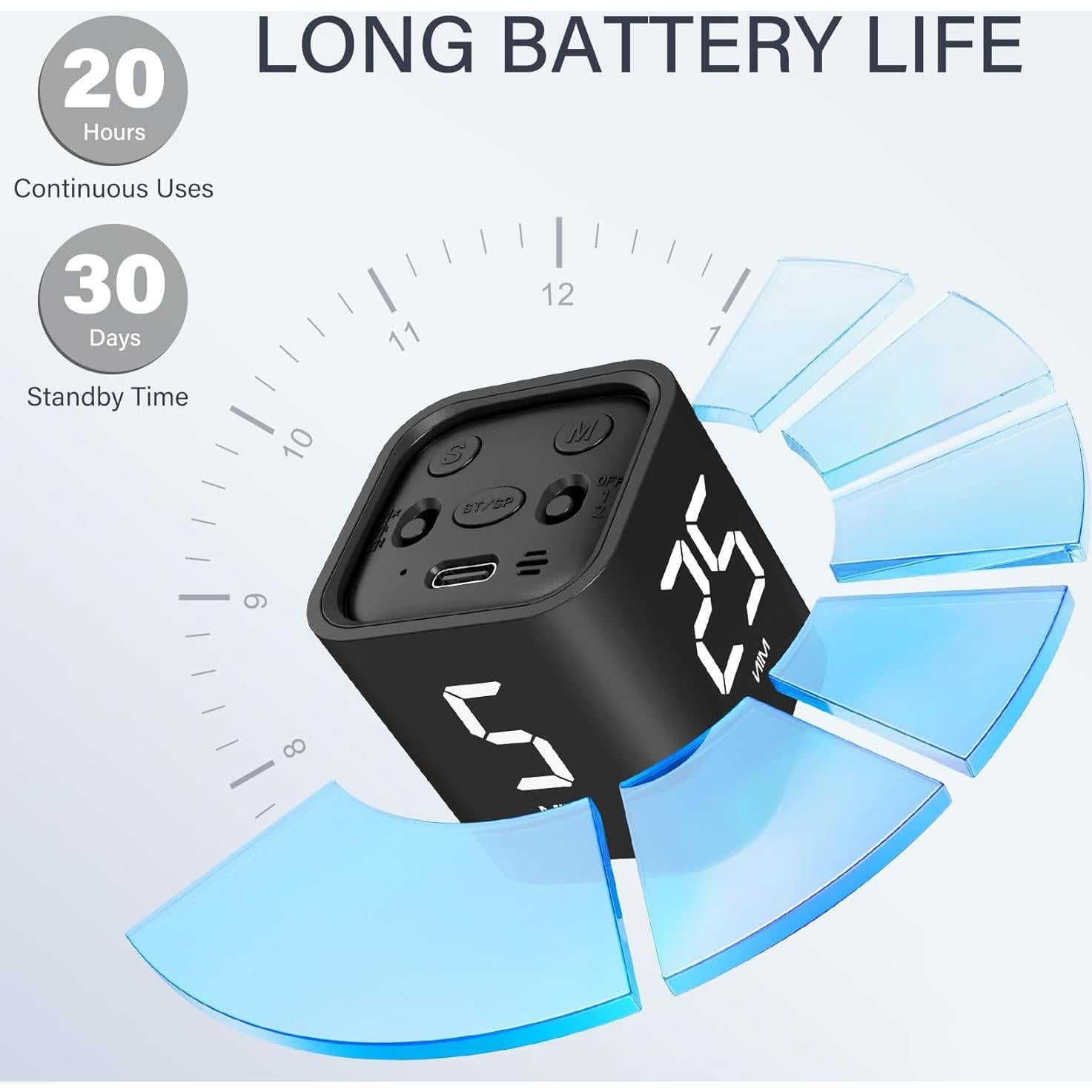 Temporizador Pomodoro OORAII 5-50 Minutos Rotativo Negro