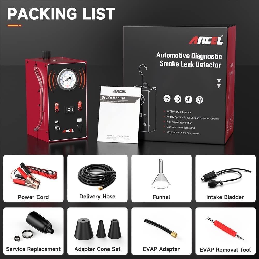 Detector de Fugas de Humo ANCEL S200 con Manómetro 2,08 kg