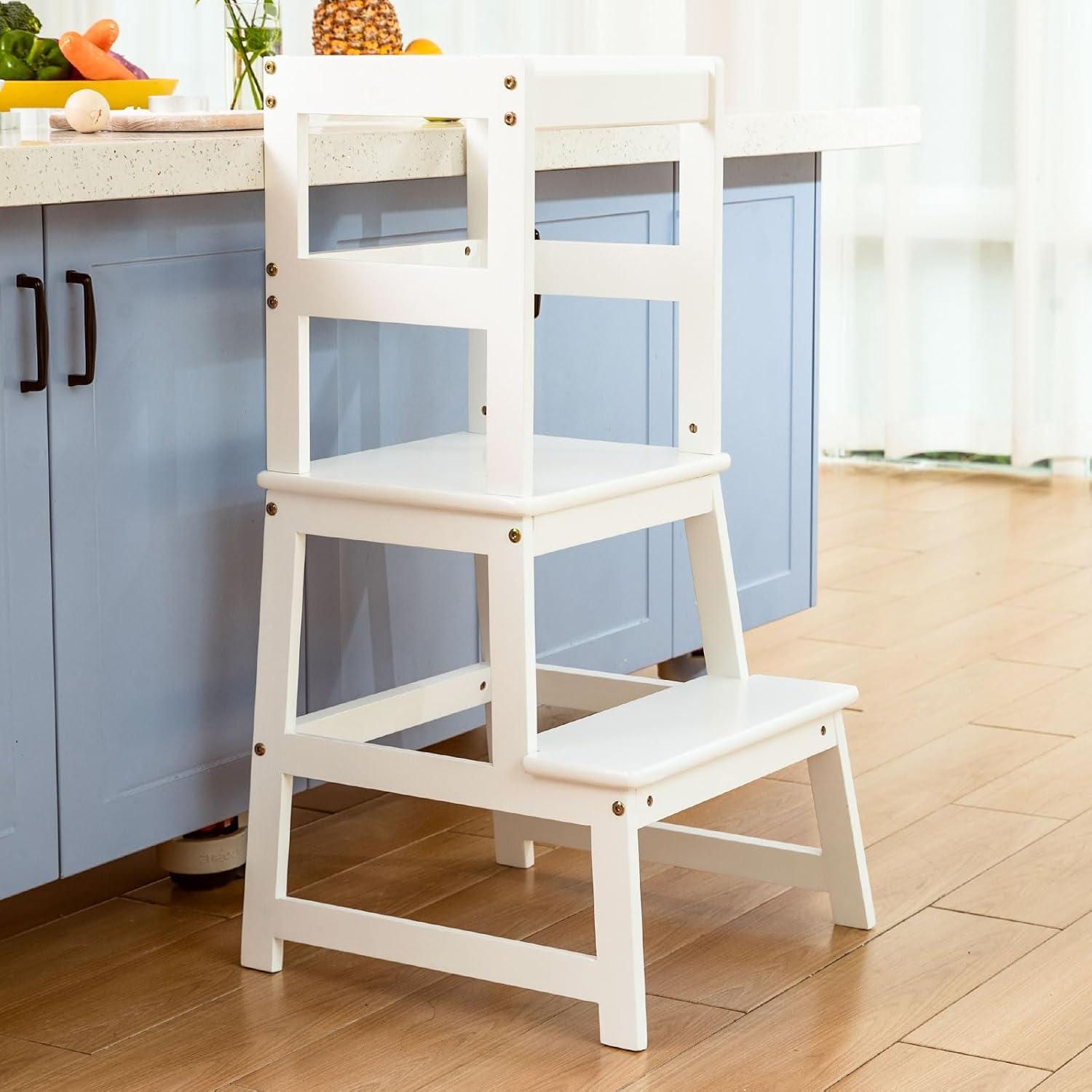 Escalera de cocina Wiifo para niños con barandilla blanca