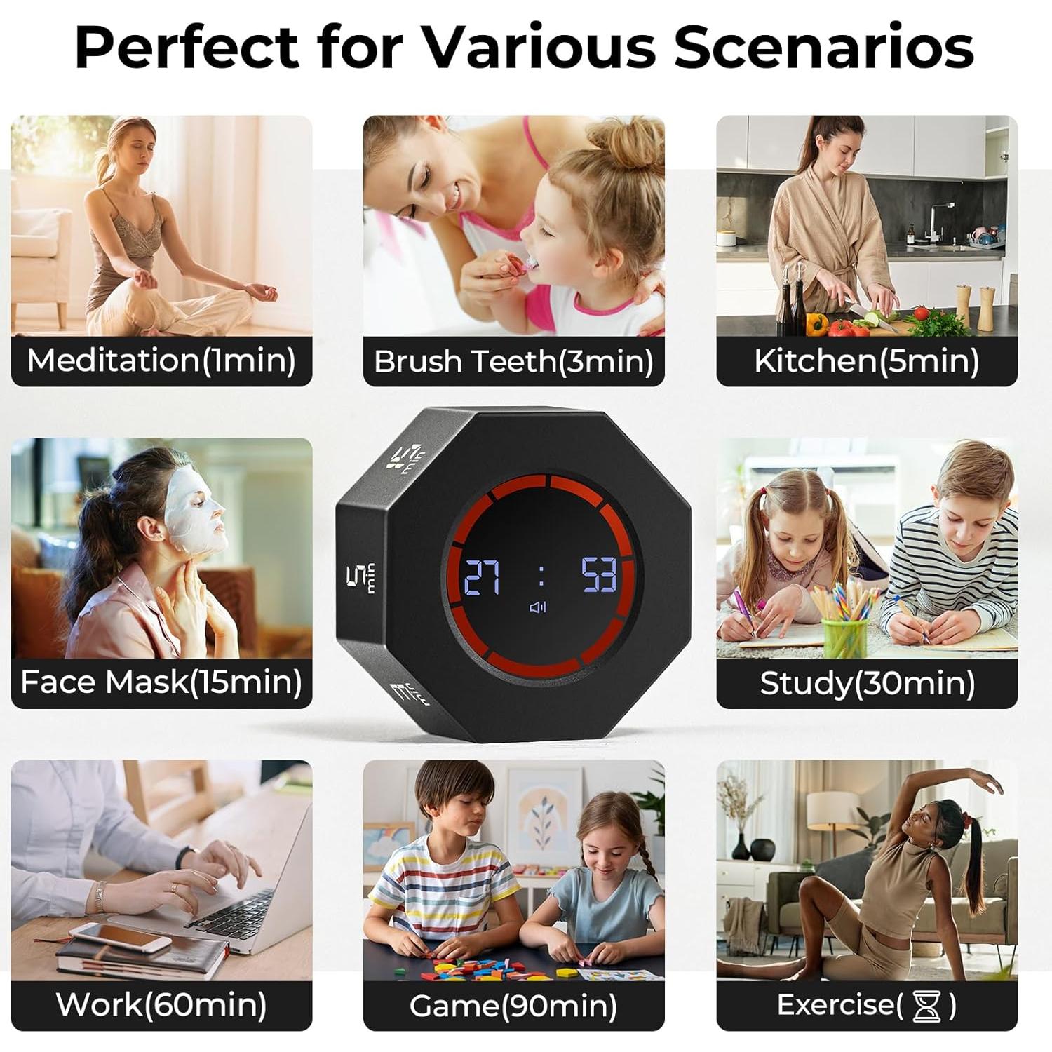 Temporizador Digital Recargable Kaflin con Sensor de Gravedad