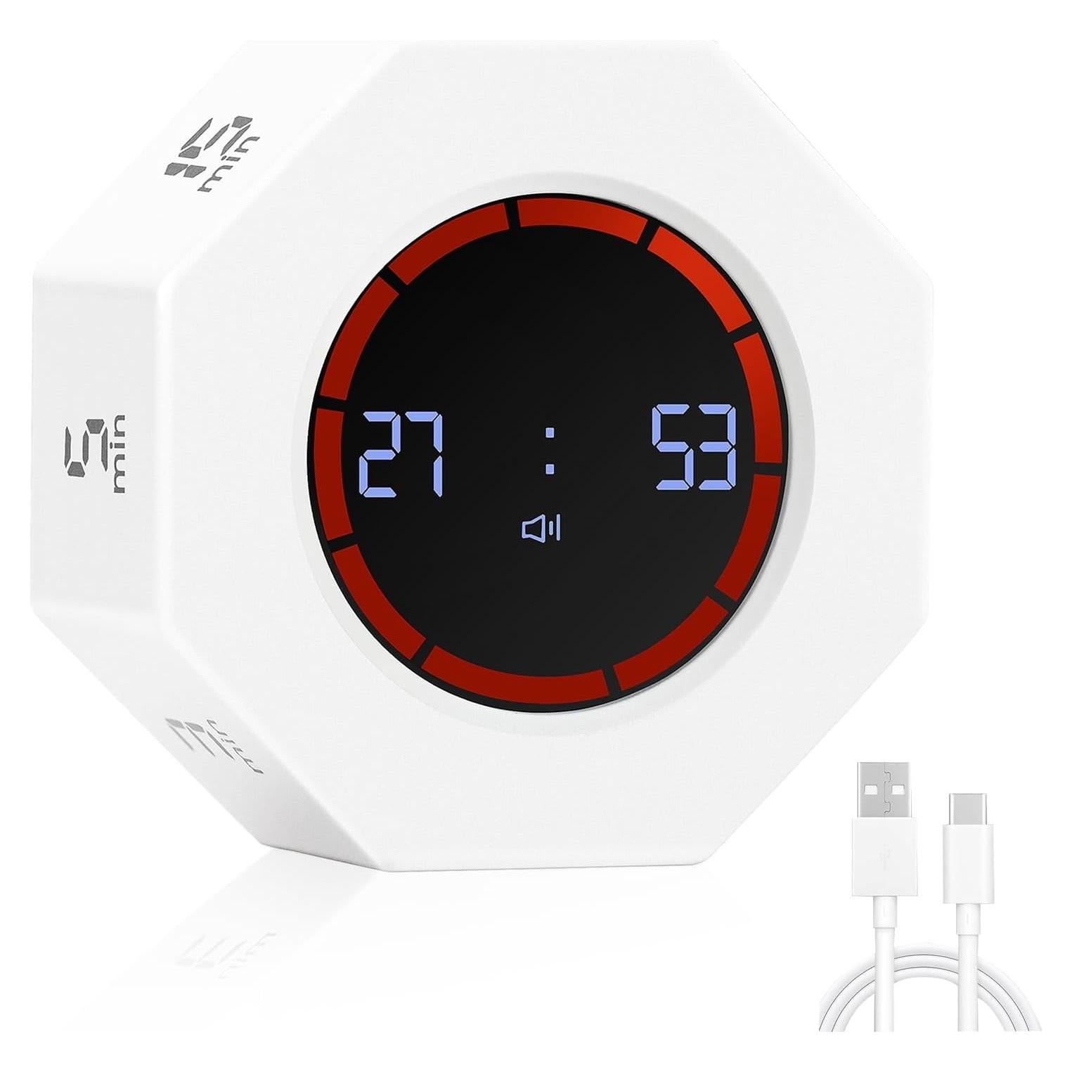 Temporizador Digital Kaflin Recargable 20 cm Blanco Perla