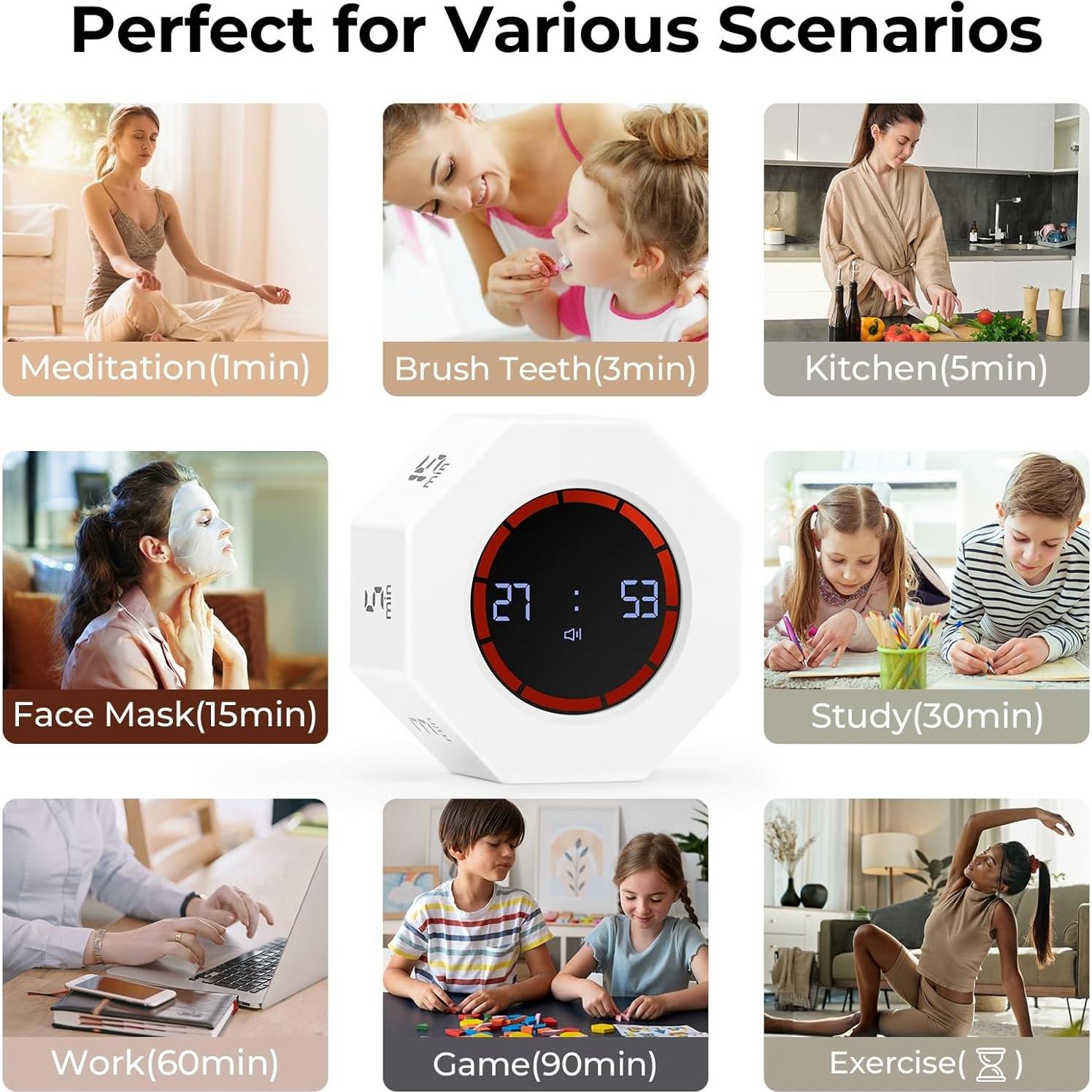 Temporizador Digital Kaflin Recargable 20 cm Blanco Perla