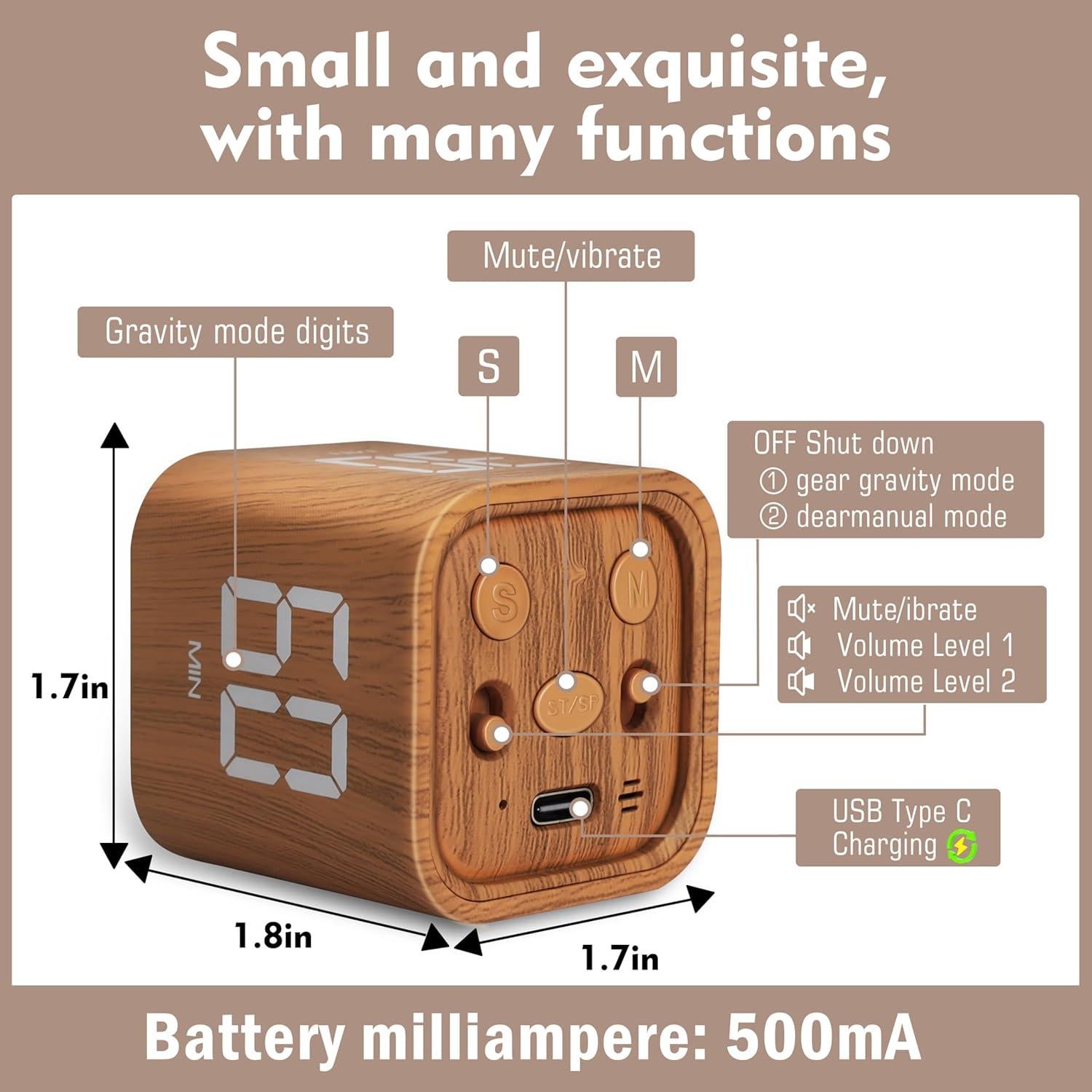 Temporizador Pomodoro VEWINGL F4, 5-60 min, recargable