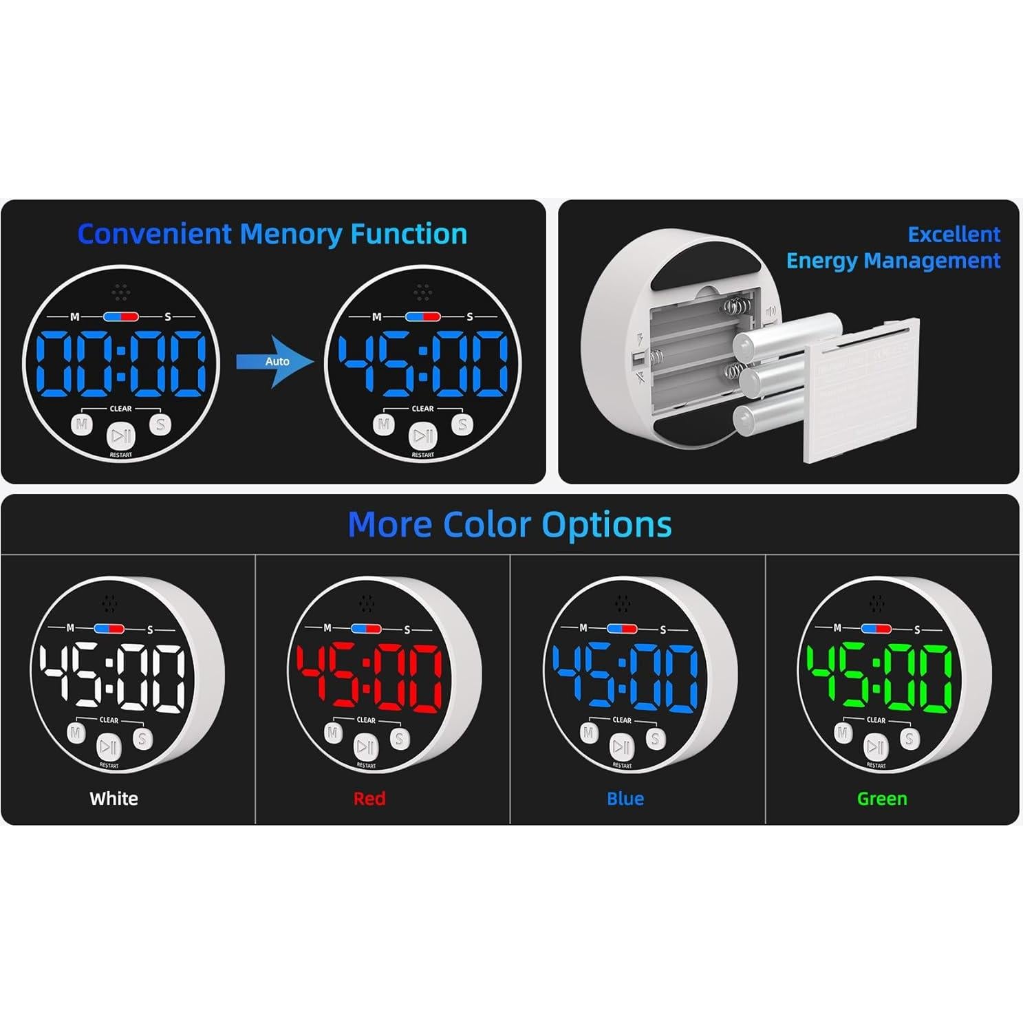 Temporizador Digital LED XUANZIT Magnético 3" Ruidoso