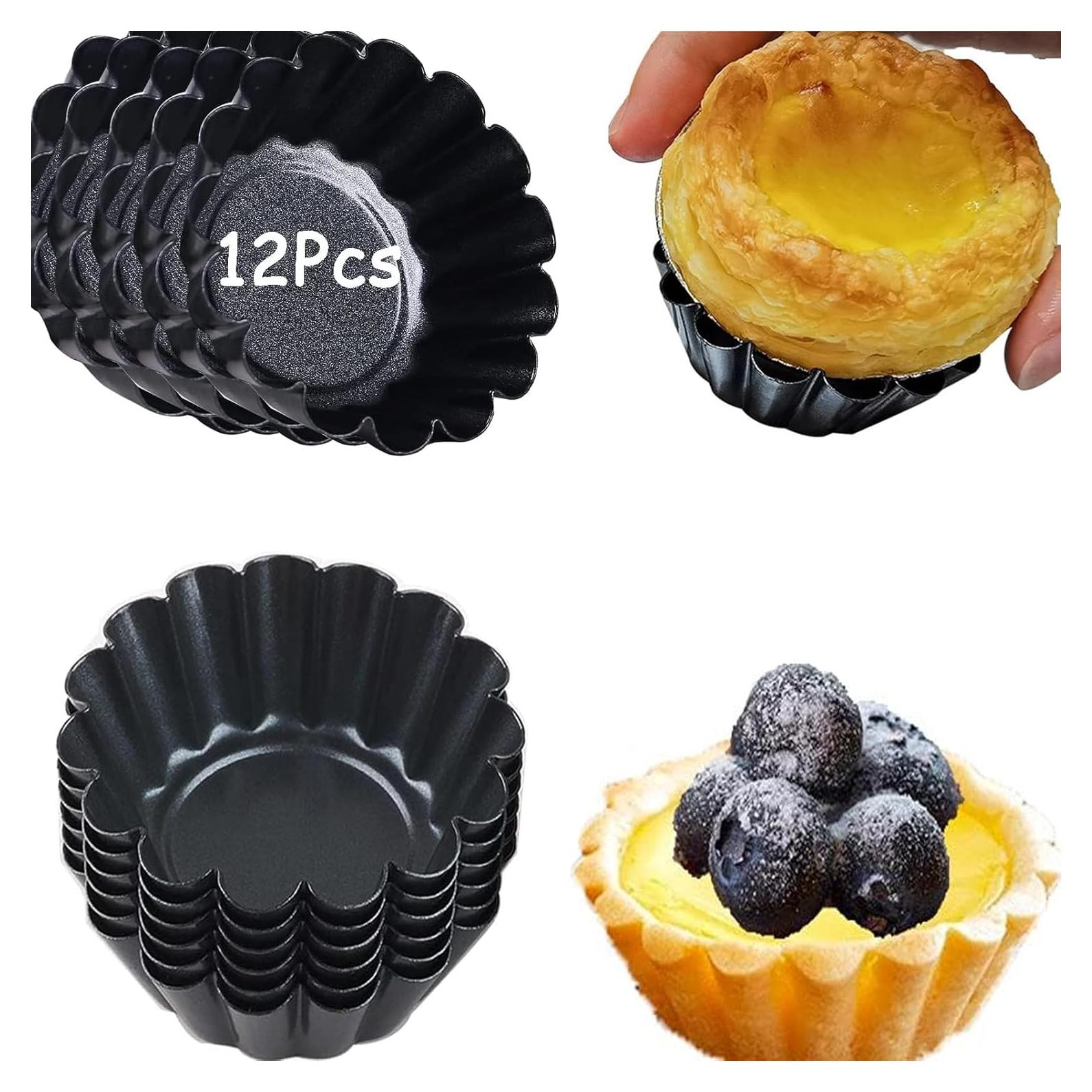 Moldes para Tartas Mini RICHSC-PAN 12 PCS Antiadherentes 7,62 cm