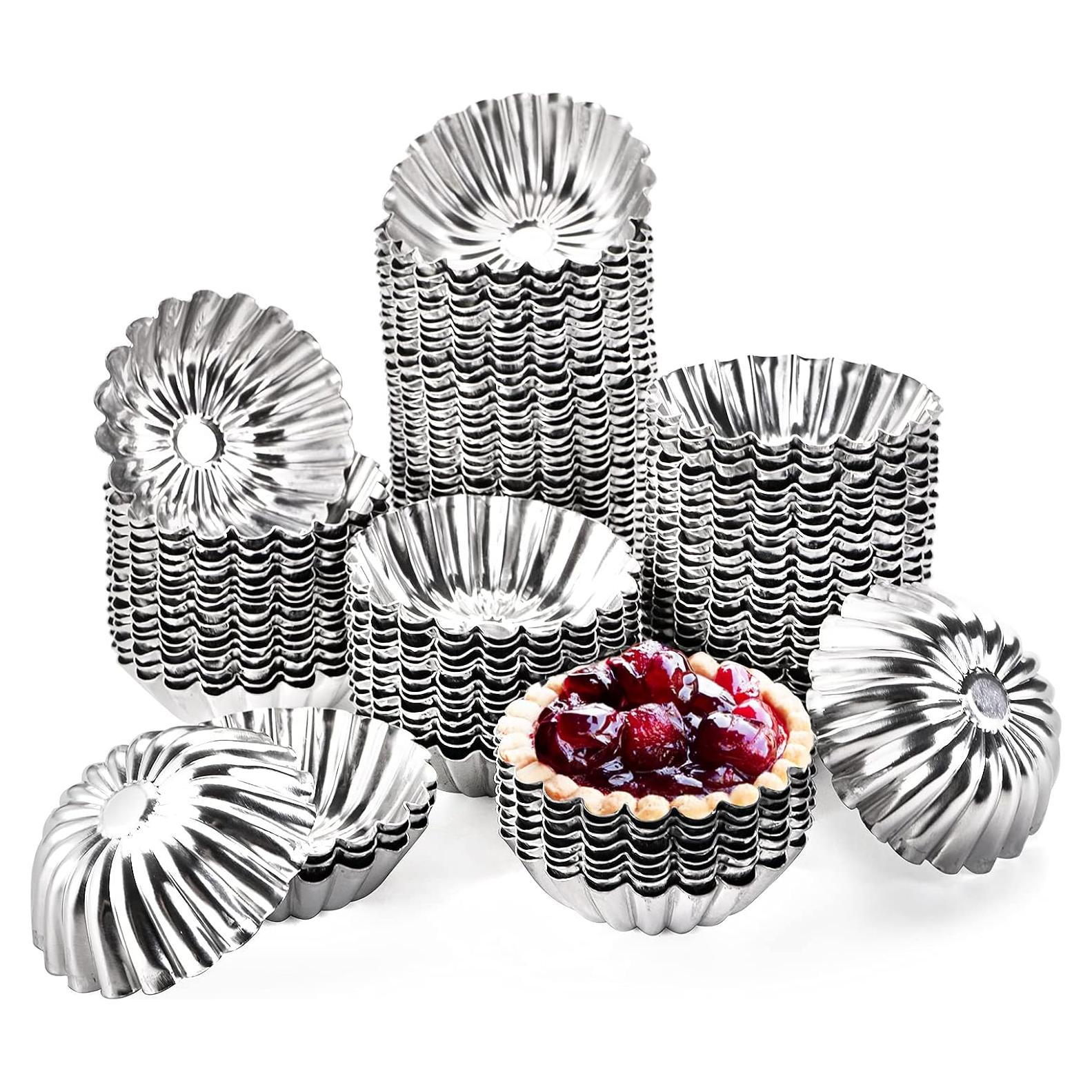 100 Moldes de Aluminio Reutilizables Dicunoy 3" para Tartas