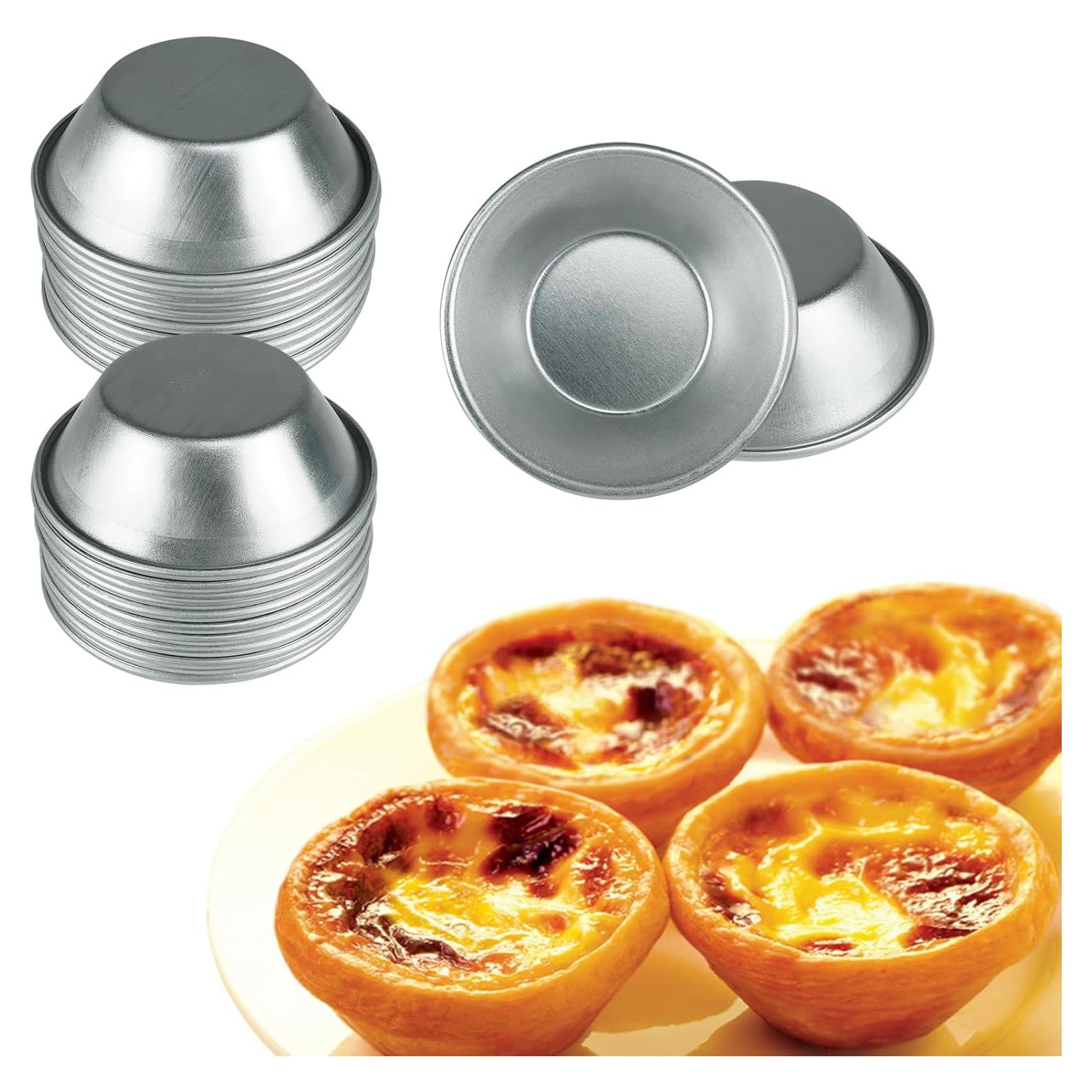 Moldes de Tarta de Huevo Weilan 25 Pcs Aluminio Reutilizables