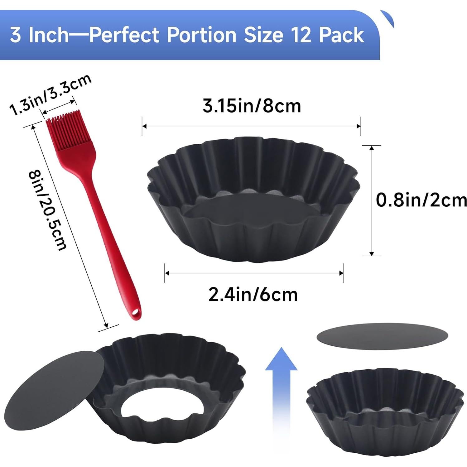 12 Moldes para Tartas de Huevo Urxirha 8 cm Antiadherentes