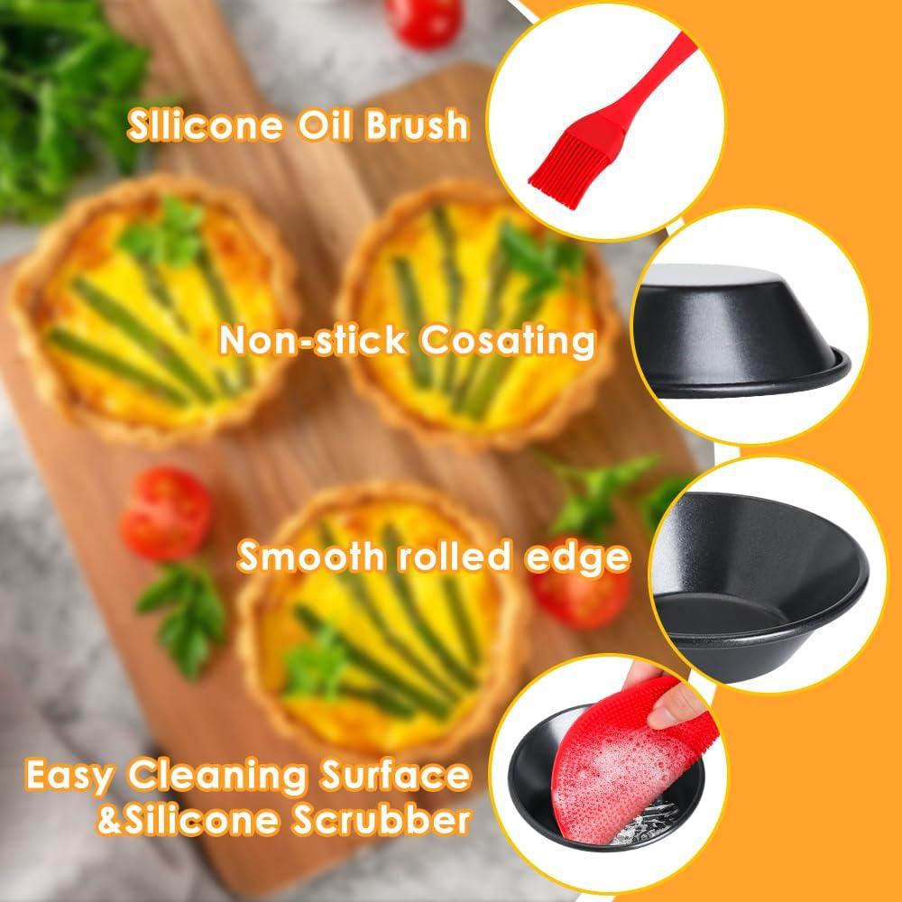 Juego de 4 moldes para tartas mini Quyimy 8cm antiadherentes