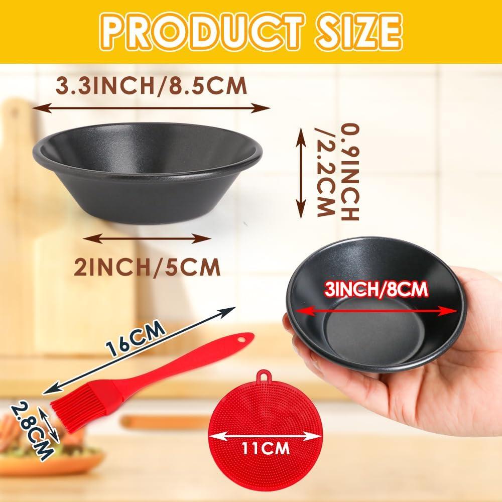 12 Moldes para Tartas Mini 8cm Acero al Carbono Antiadherente