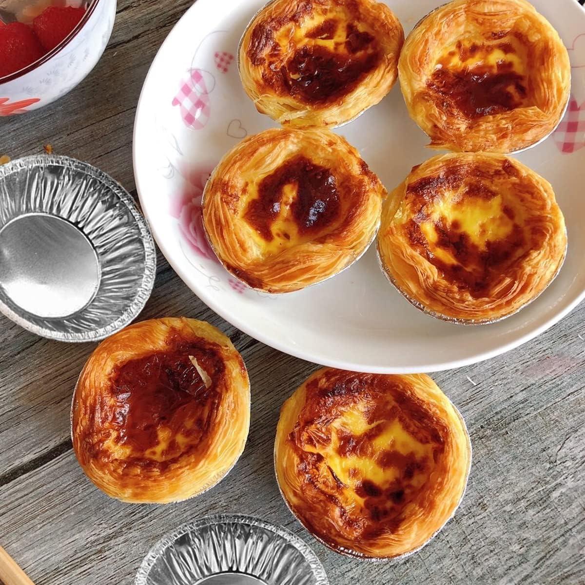 100 Mini Sartenes de Aluminio HLCM para Tartas 8,27 cm