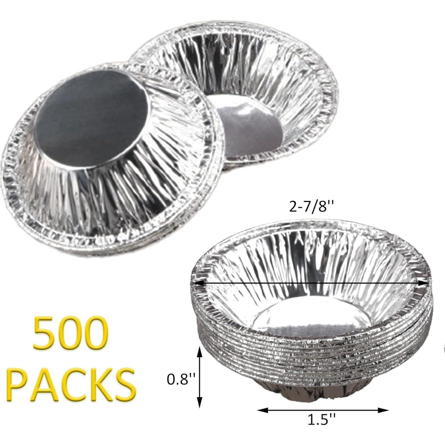 Yesland 500 Moldes de Tartas de Aluminio 7,30 cm Desechables