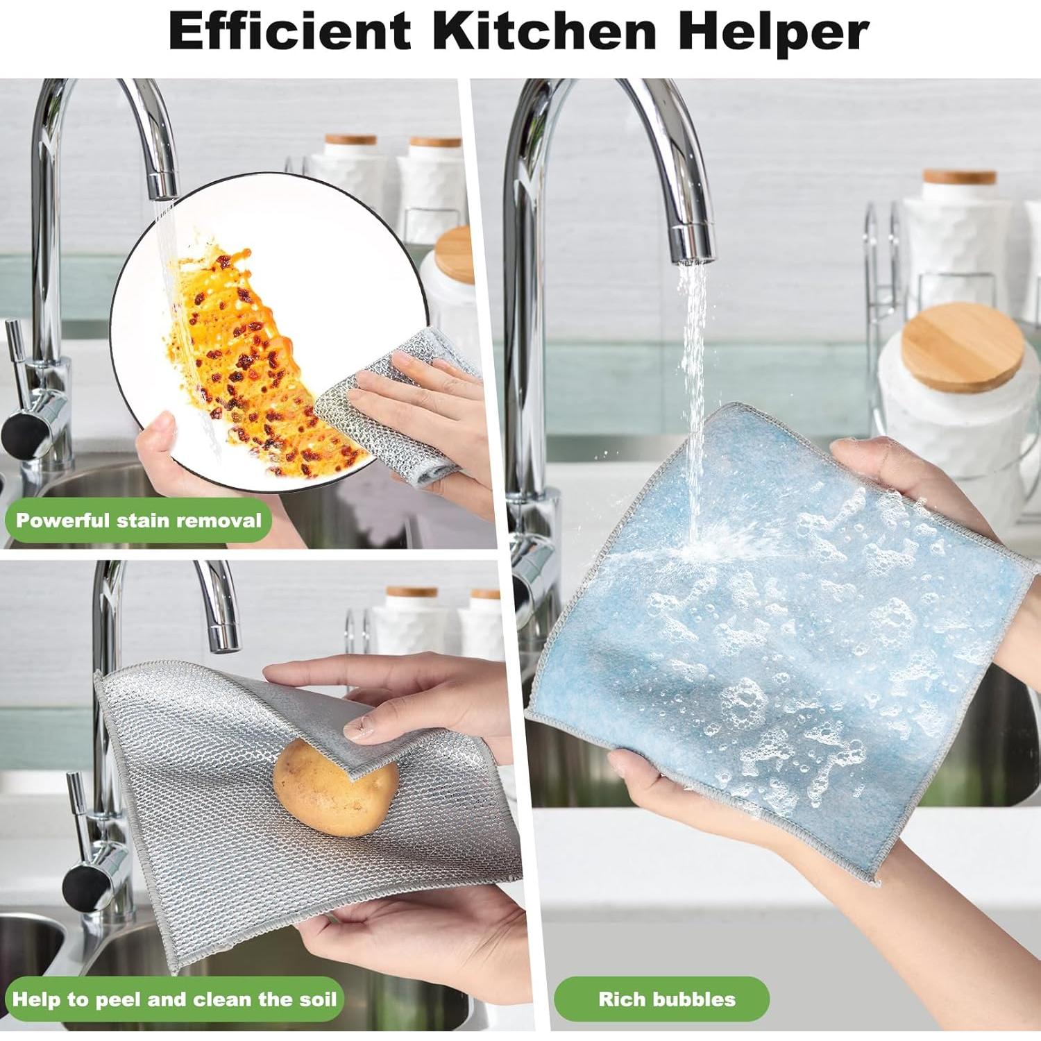 10 Trapos de Cocina de Alambre Jeymei Doble Cara Azul