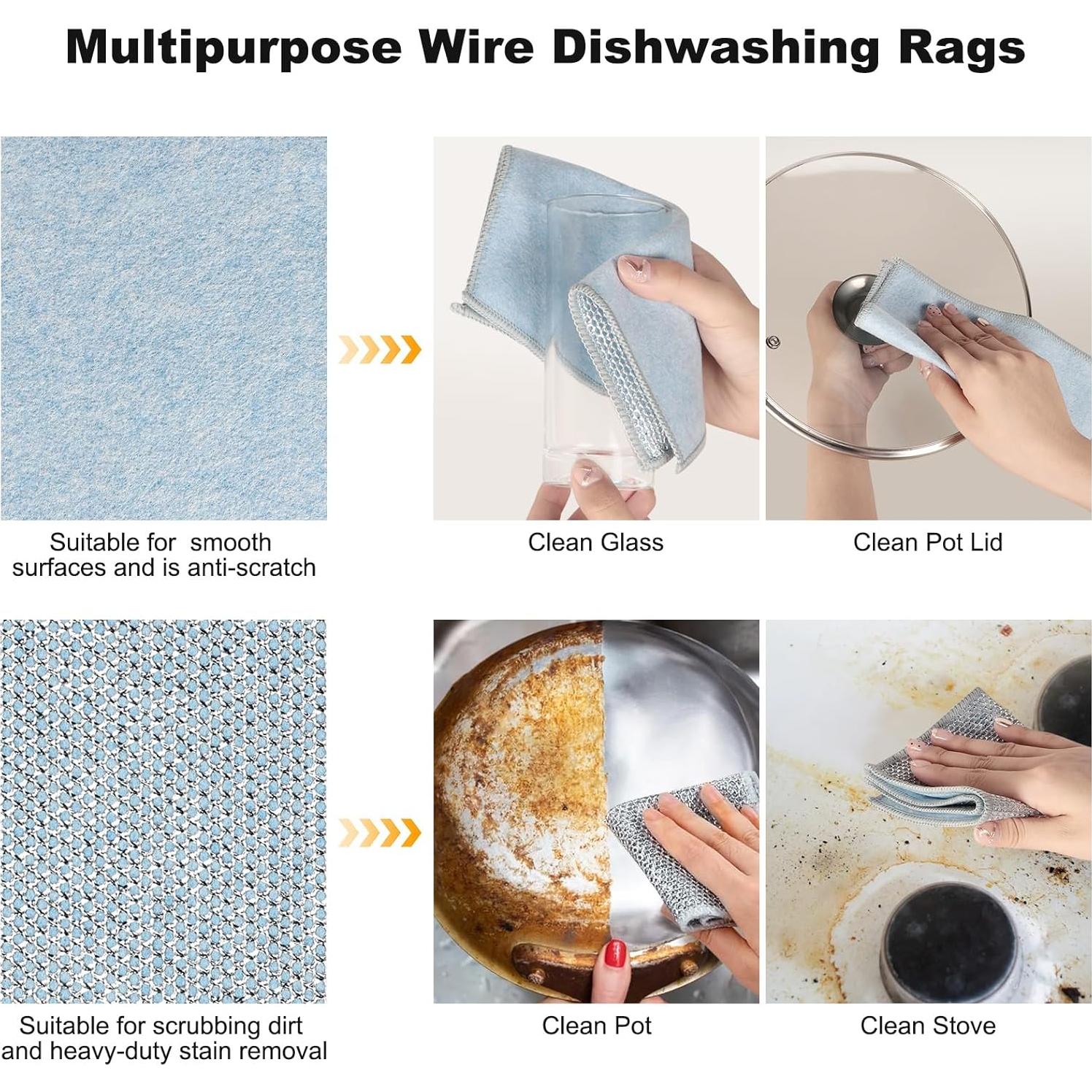 10 Trapos de Cocina de Alambre Jeymei Doble Cara Azul