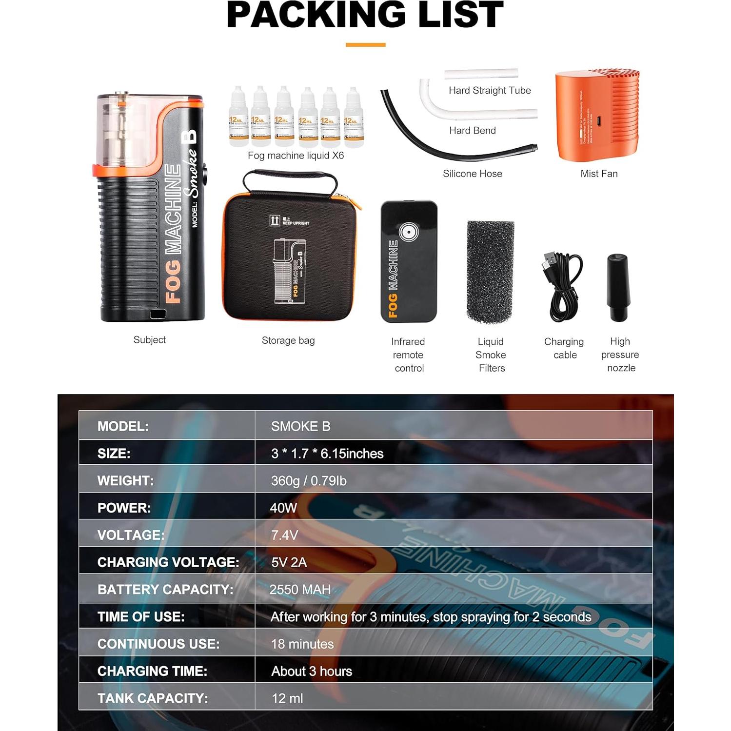 Máquina de Humo LENSGO B 40W Control Remoto Portátil