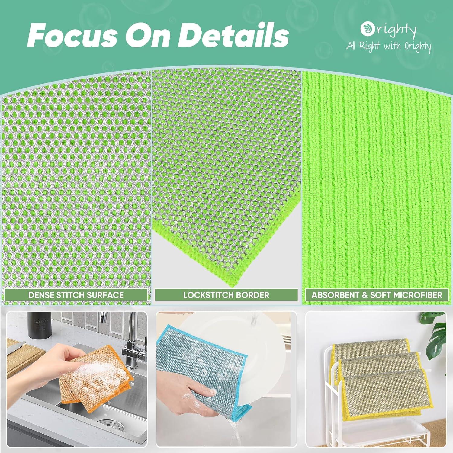 Trapo de Lavado de Platos Orighty 12 Pcs Microfibra 17x20 cm