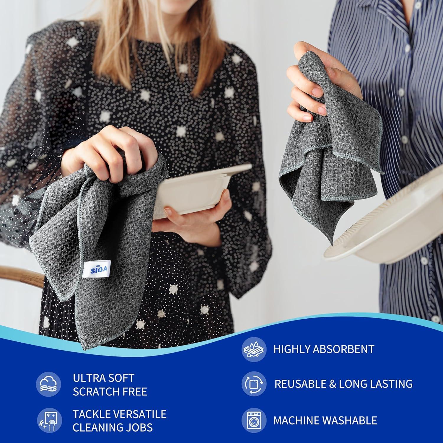 Paños de Limpieza Microfibra MR.SIGA 6 Unidades Gris 32x32 cm