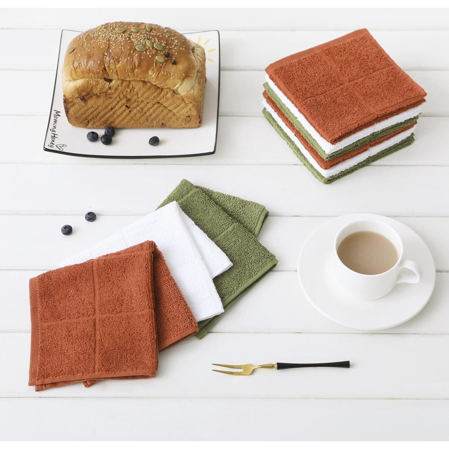 Paños de Cocina Glynniss 100% Algodón 27x27 cm 12 Pcs Blanco