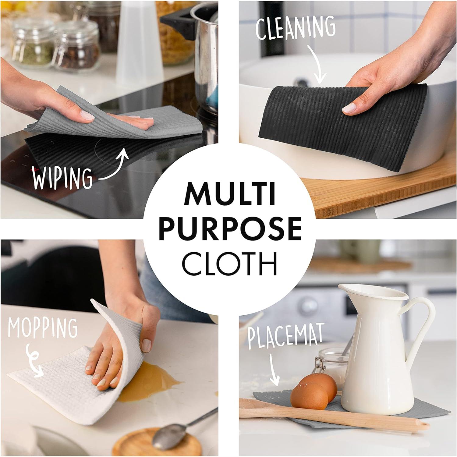 Paquete de 10 Paños de Cocina Ecológicos SUPERSCANDI Gris