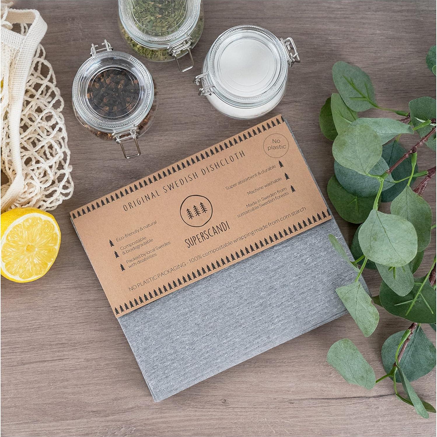 Paquete de 10 Paños de Cocina Ecológicos SUPERSCANDI Gris