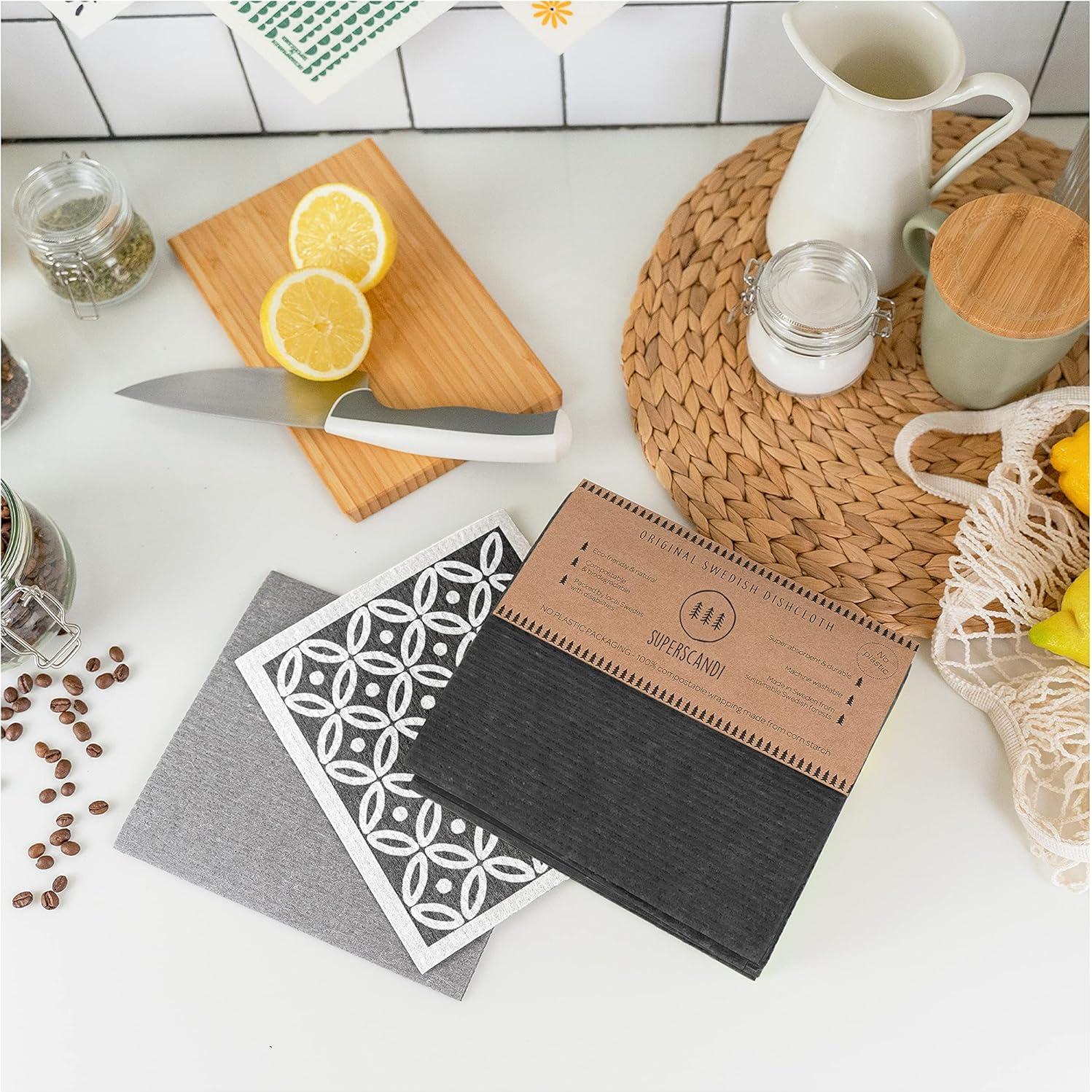 Paquete de 10 Paños de Cocina Ecológicos SUPERSCANDI Gris